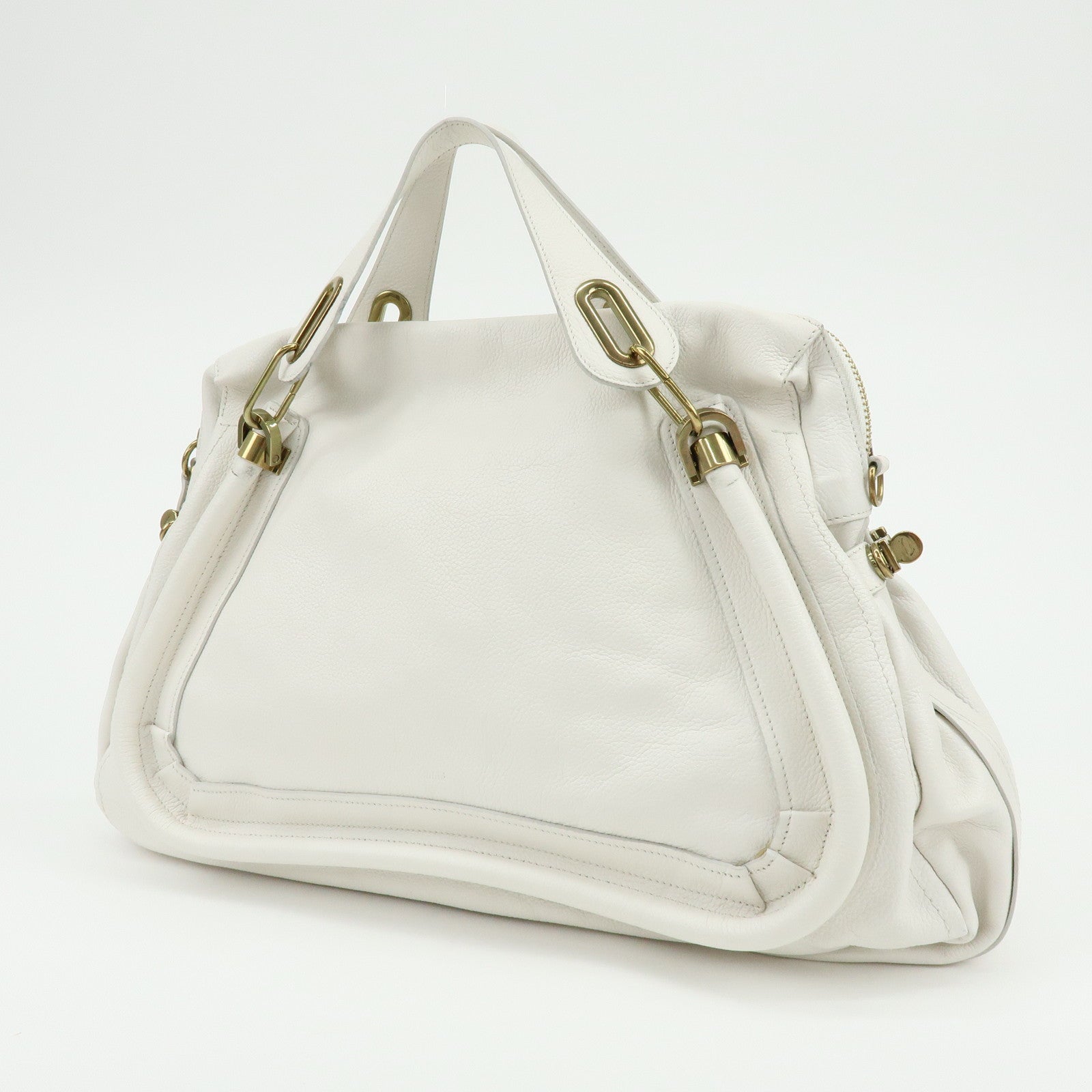 Chloe Paraty Leather 2Way Bag Hand Bag White