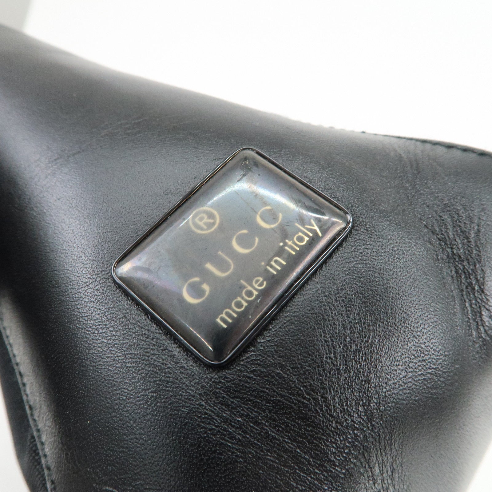 GUCCI Nylon Leather Shoulder Bag Hand Bag Black 001 ・3766