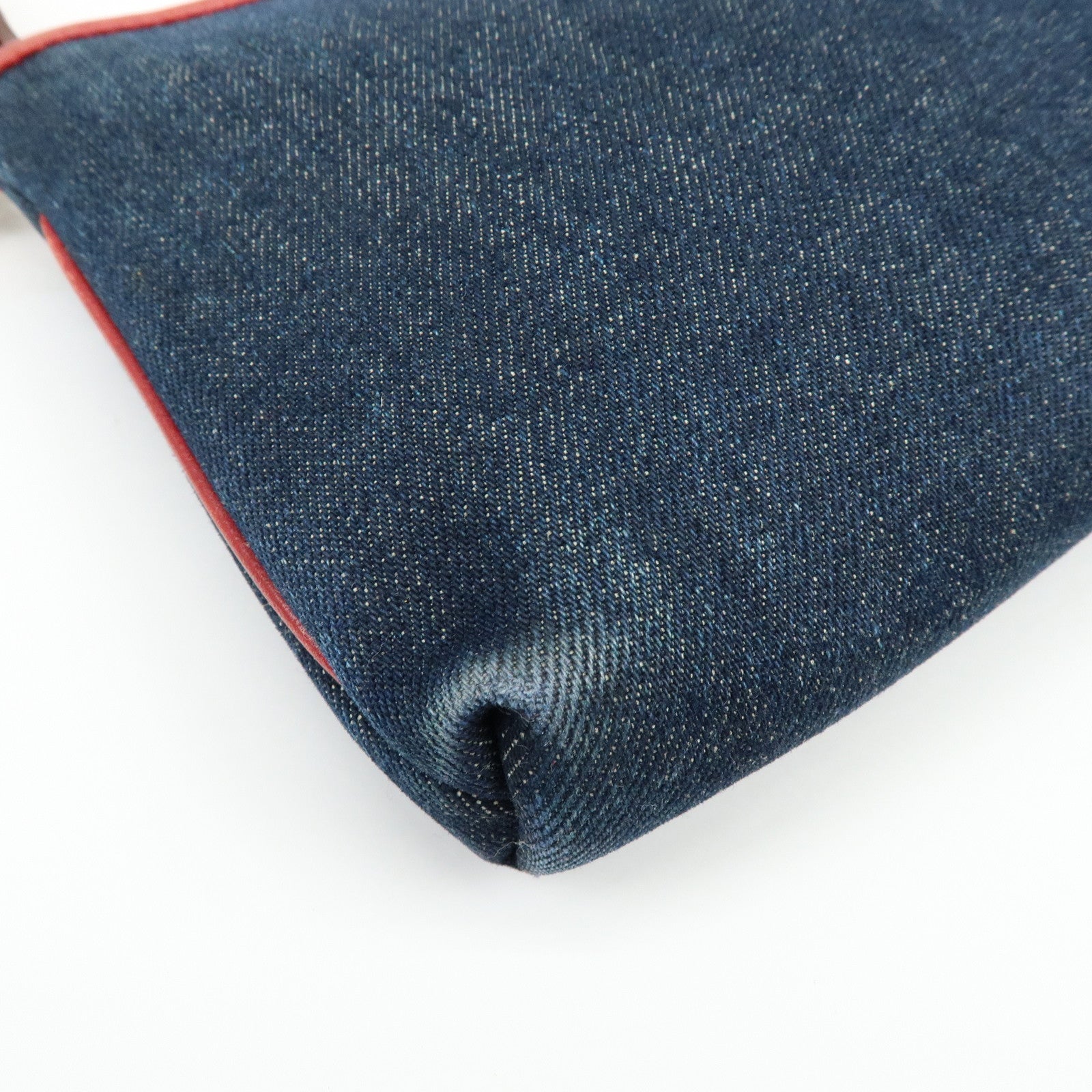 BURBERRY Blue Label Denim Leather 2Way Shoulder Hand Bag Blue Red