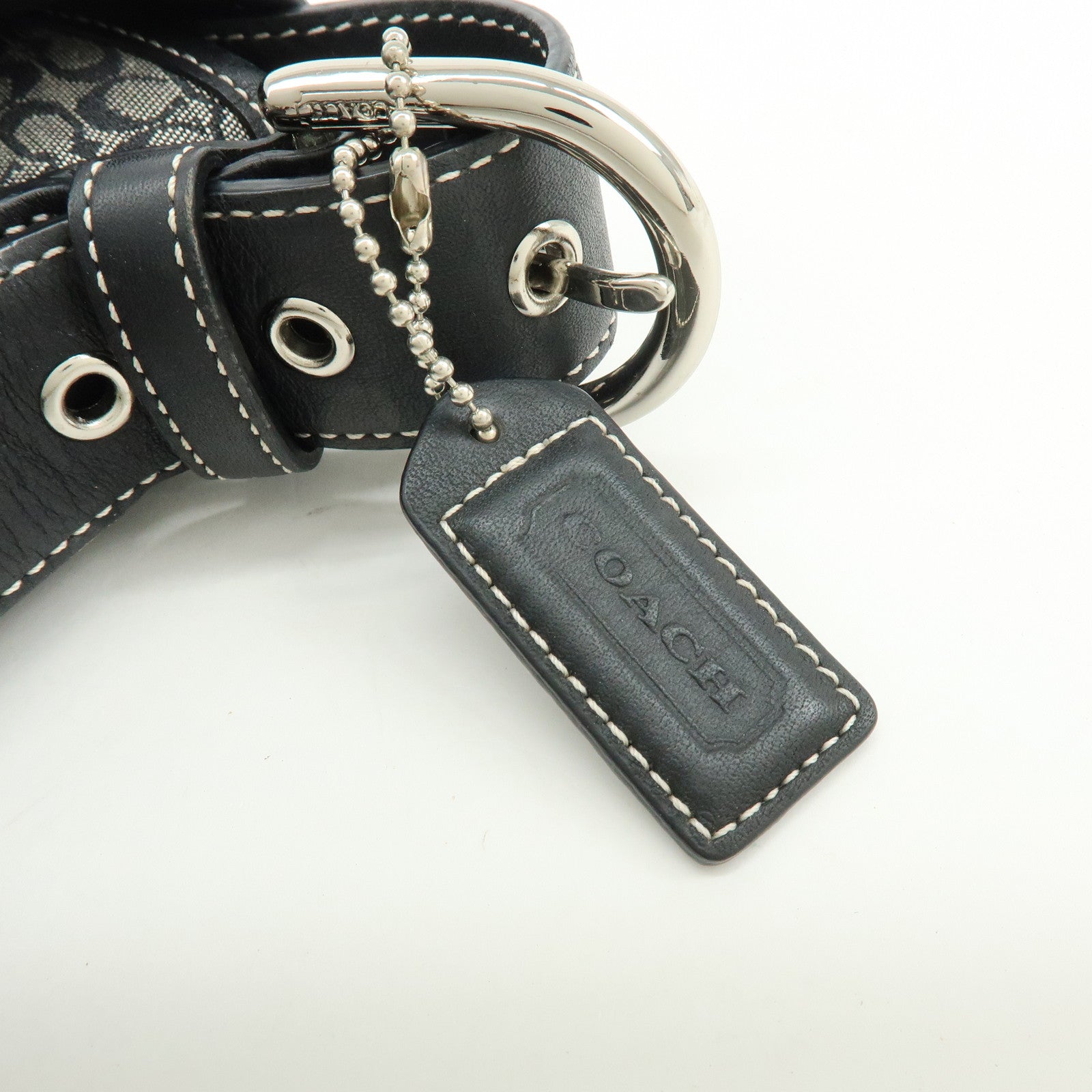 COACH Signature Canvas Leather Shoulder Bag Crossbody Bag Black