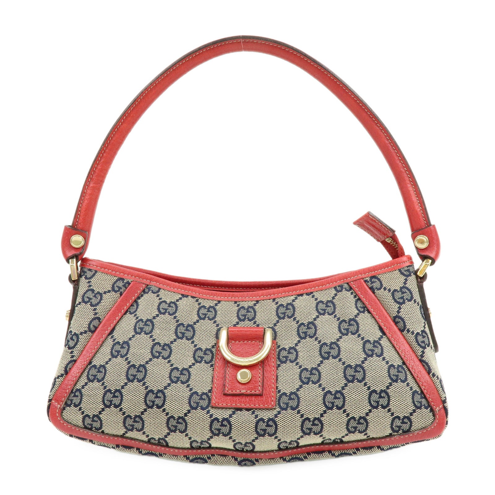 GUCCI Abbey GG Canvas Leather Shoulder Hand Bag Beige Red 130939