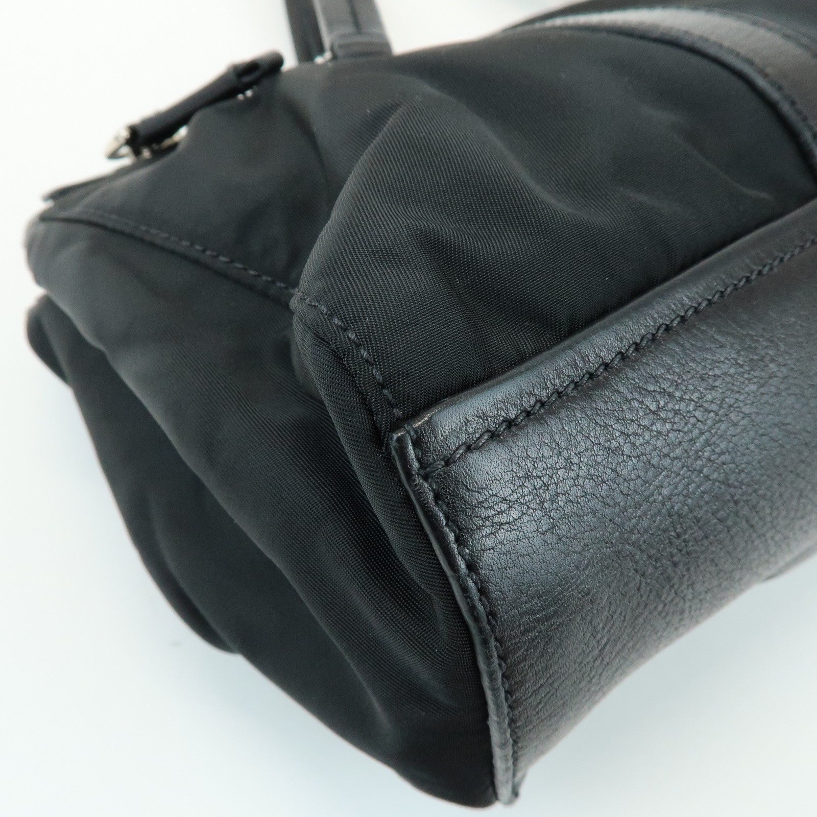 PRADA Triangle Logo Nylon Nappa Leather Shoulder Bag Black BR2613