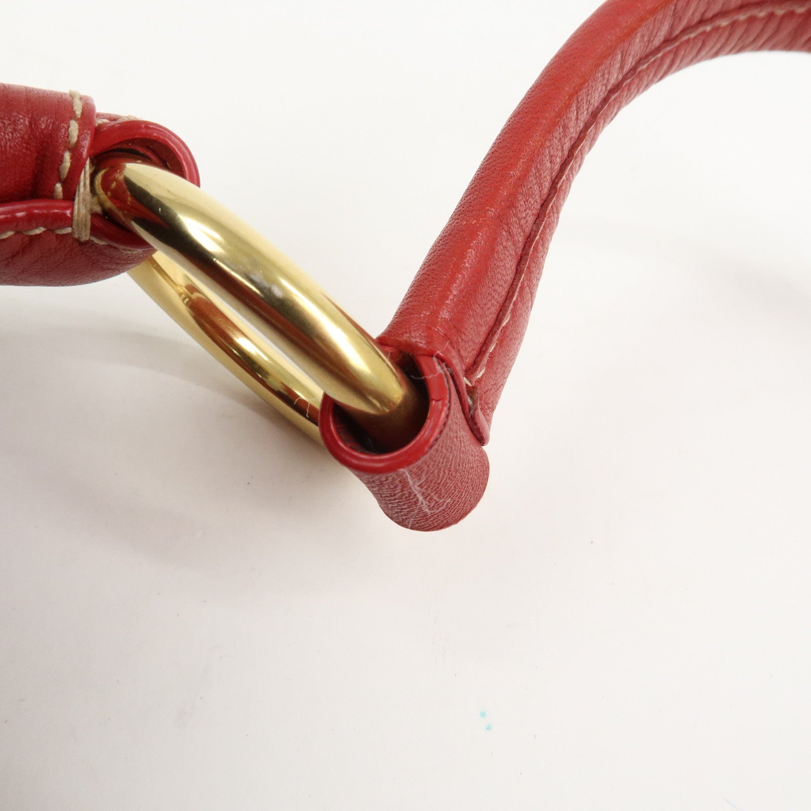 PRADA Logo Leather Shoulder Bag Hand Bag Red BR4373
