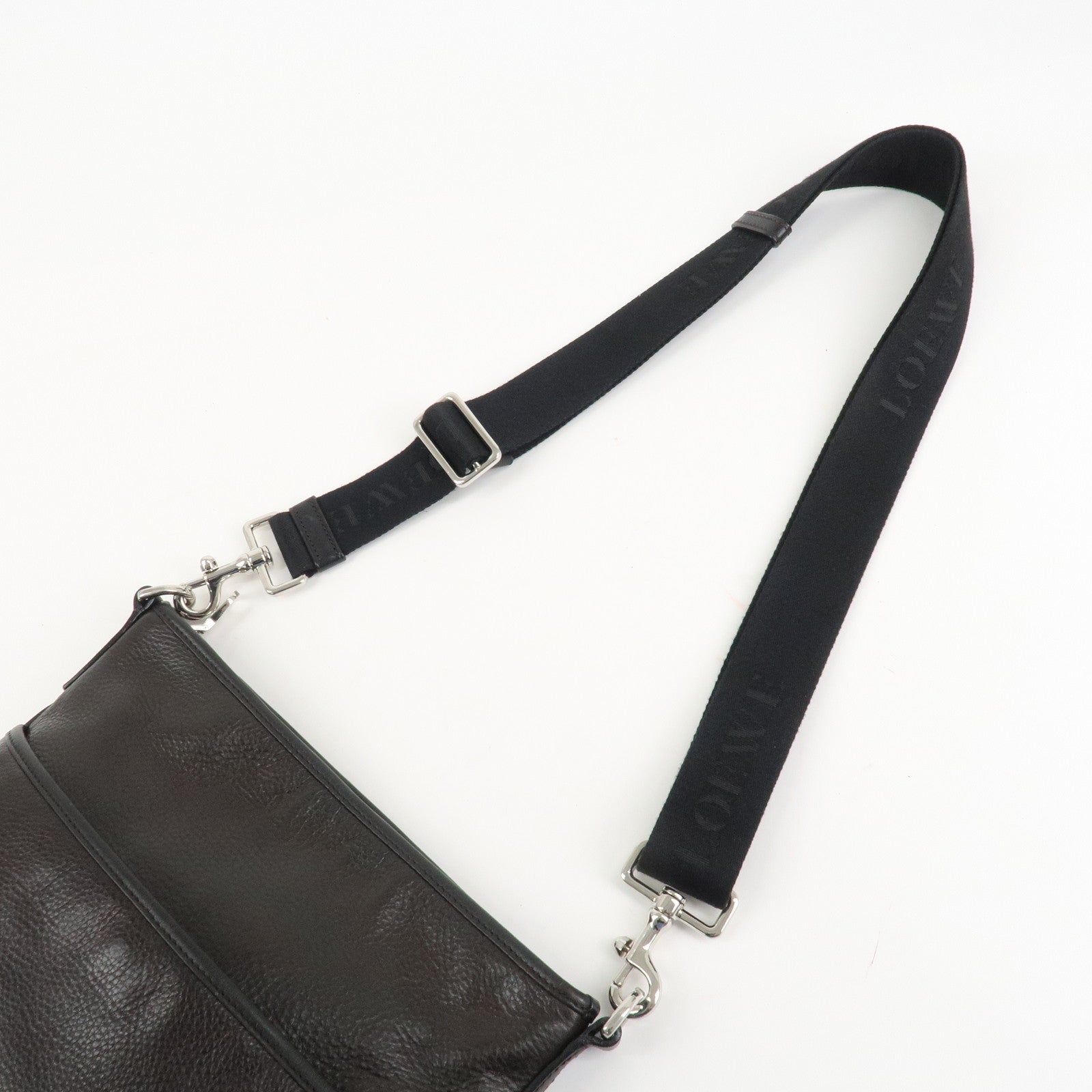 LOEWE Anagram Leather Shoulder Bag Dark Brown Used