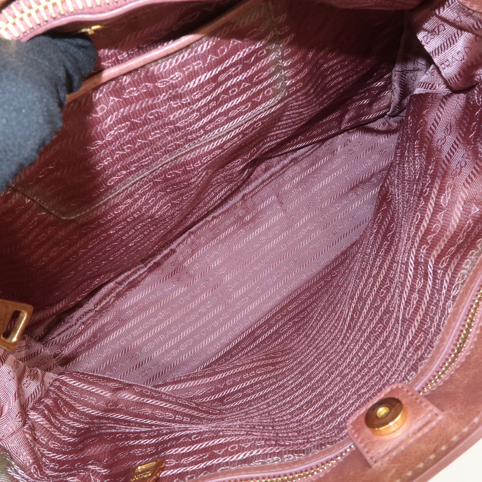 PRADA Logo Leather 2Way Bag Shoulder Bag Hand Bag Pink