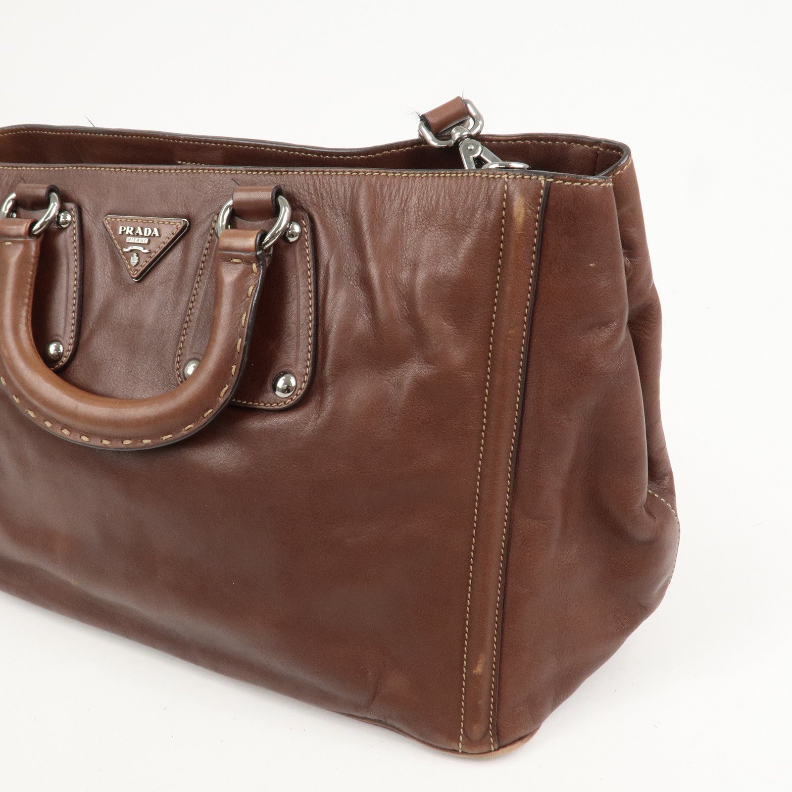 PRADA Triangle Logo 2Way Bag Tote Bag Shoulder Bag BN1889