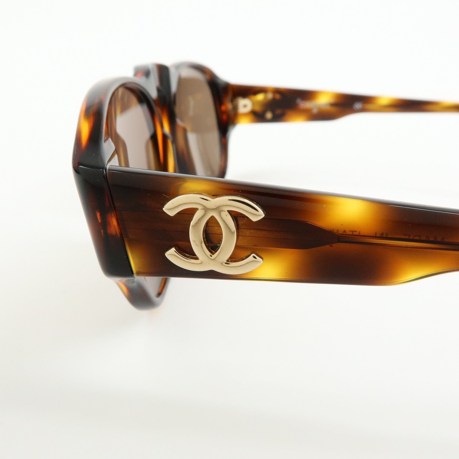 CHANEL COCO Mark Plastic Sunglasses Brown 01452 91235