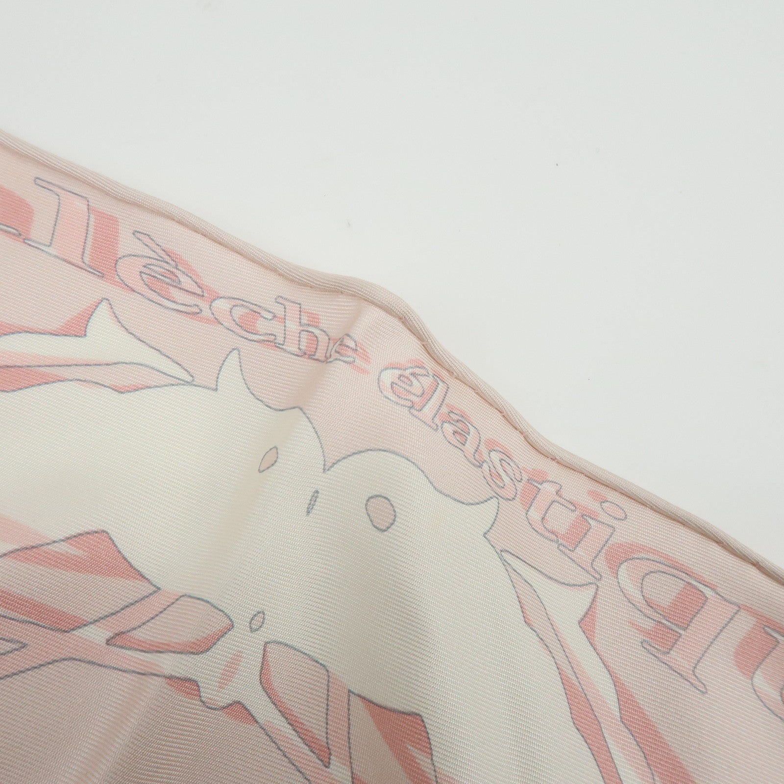 HERMES Silk 100% Triangle Scarf CALECHE ELASTIQUE Light Pink