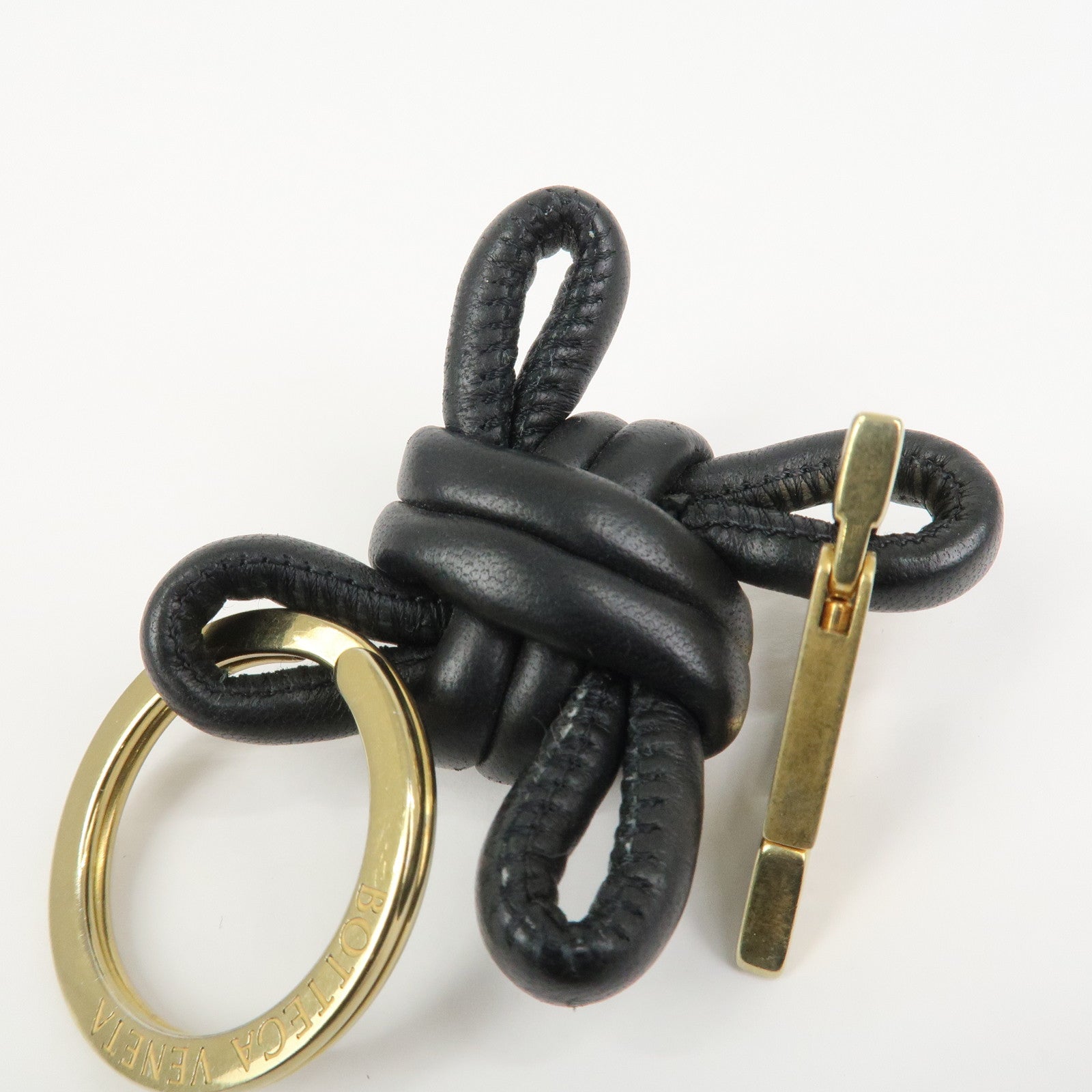 BOTTEGA VENETA Nappa Leather Bag Charm Key Chain Black