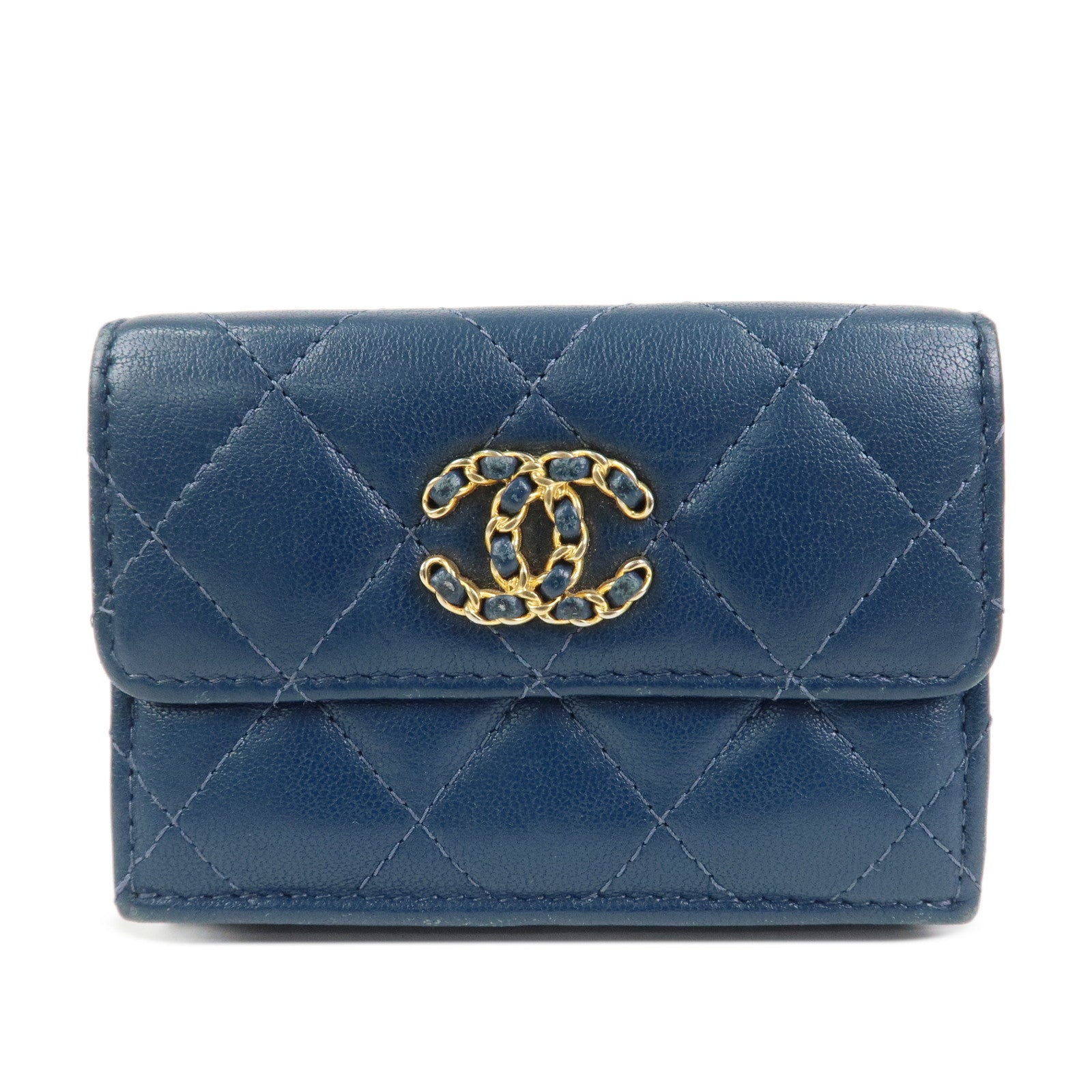 CHANEL COCO Mark Matelasse CHANEL19 Tri-fold Compact Wallet AP0727