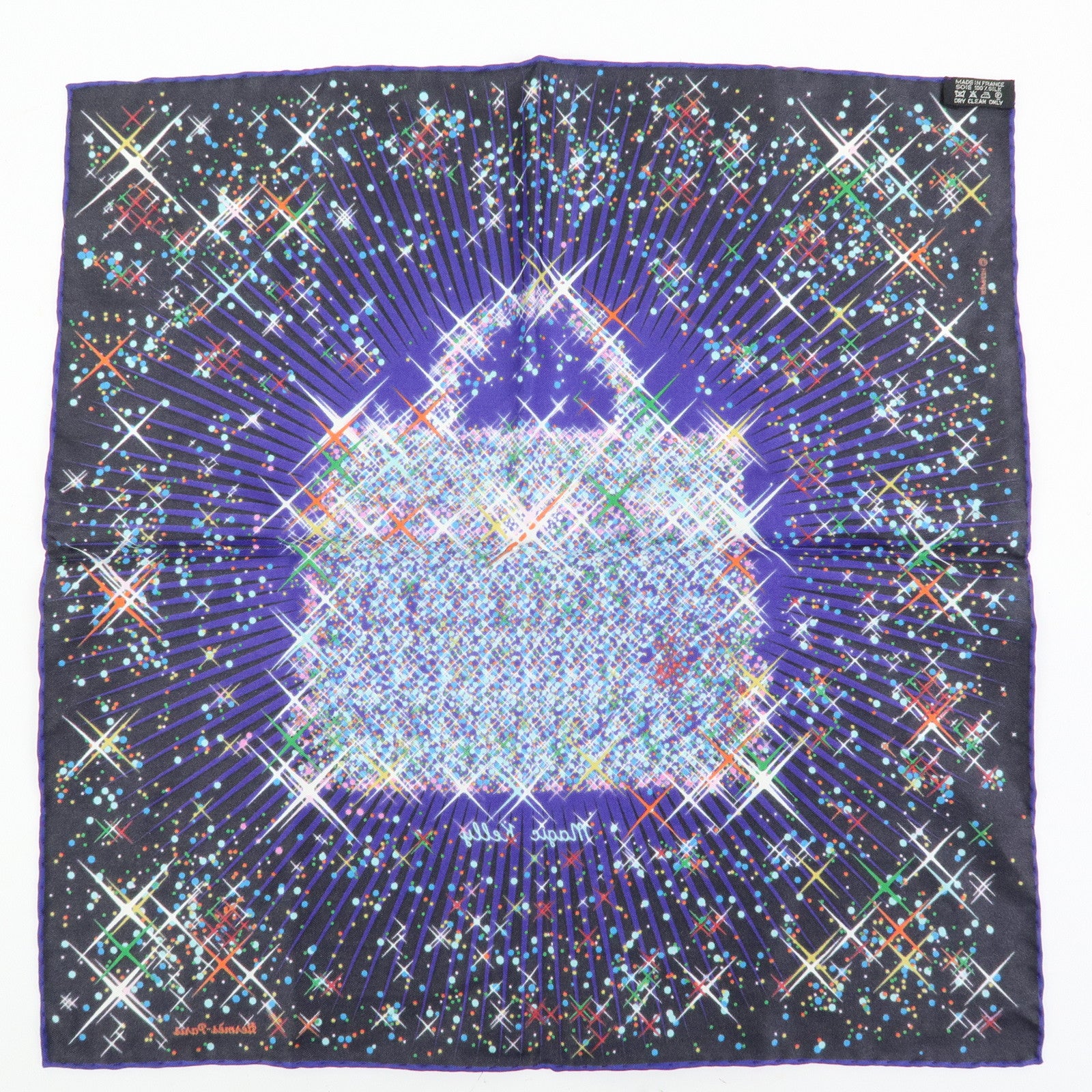 HERMES Carre 42 Silk 100% Scar Magic Kelly Blue Multicolor