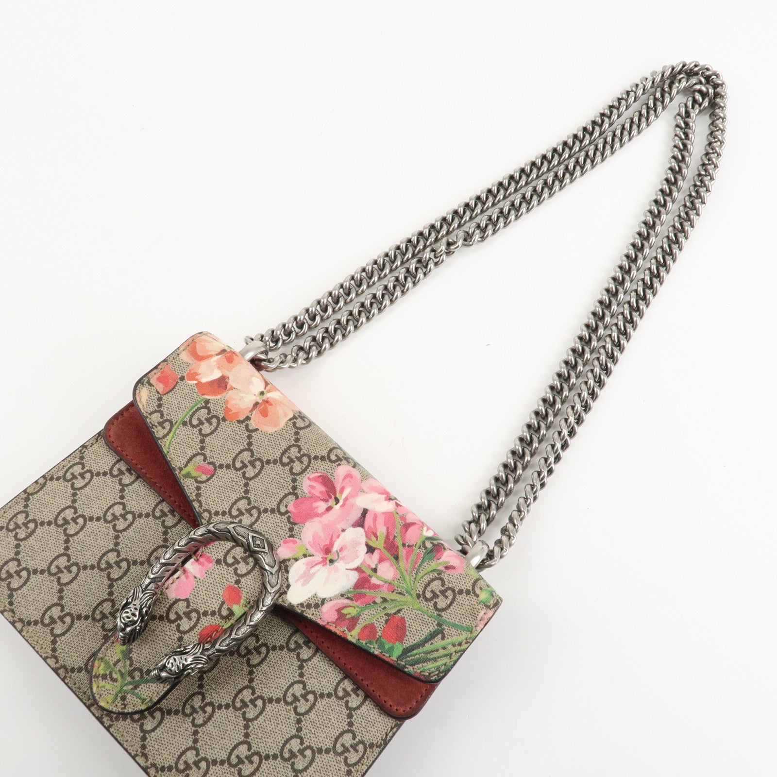 GUCCI Dionysus GG Blooms GG Supreme Shoulder Bag Beige Red 421970 Used