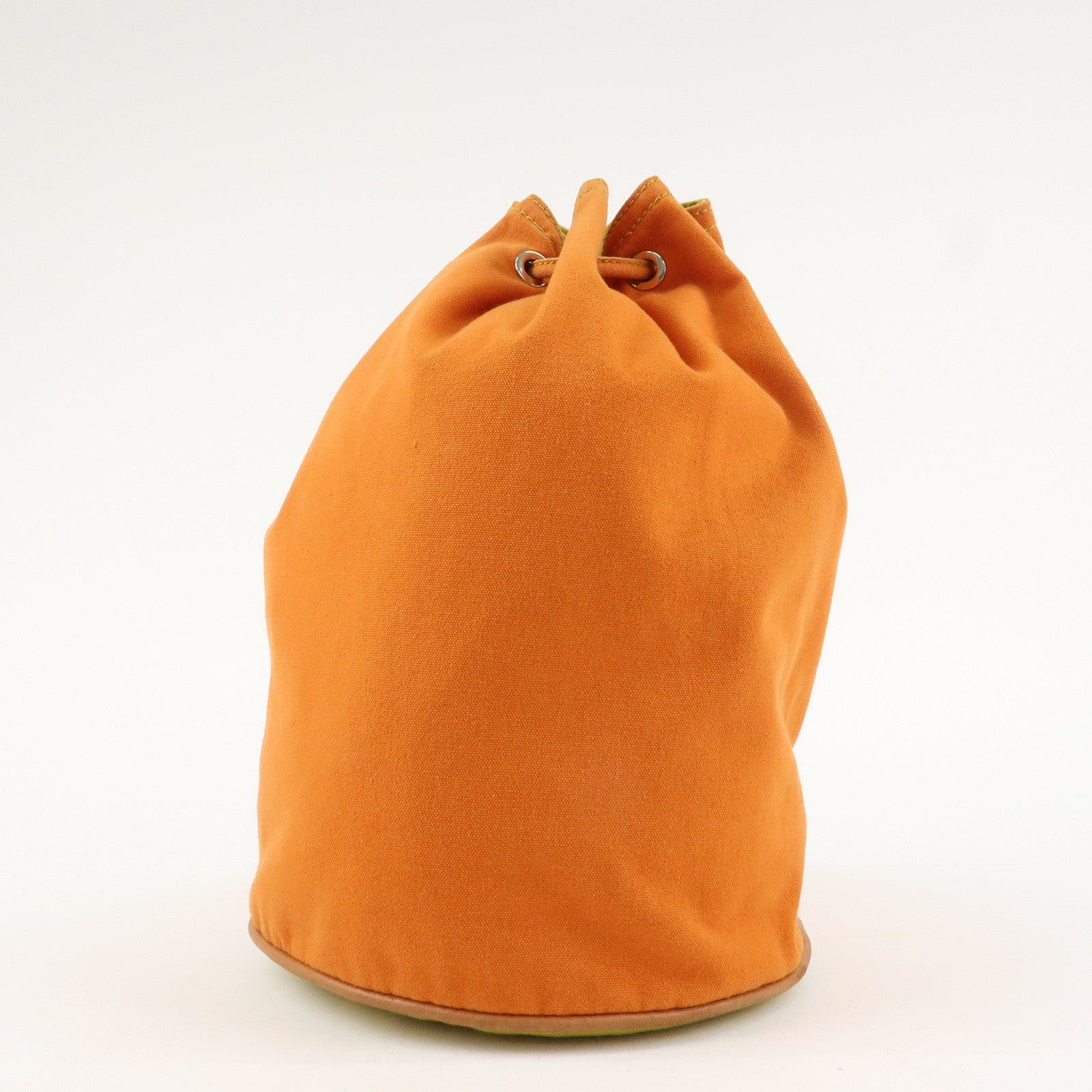 HERMES Leather Canvas Leather Porochon Mimil PM Shoulder Bag Orange Used