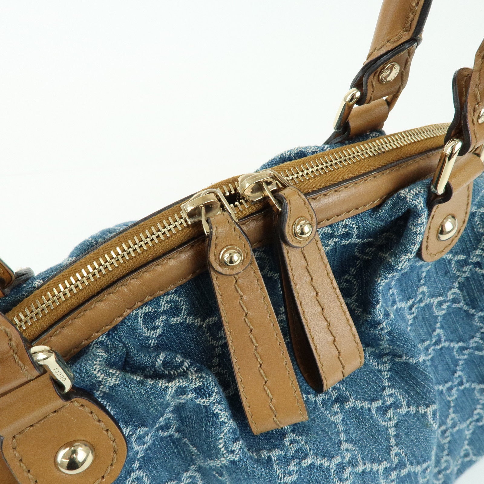 GUCCI Sukey Interlocking G Denim 2Way Hand Shoulder Bag Blue 223974