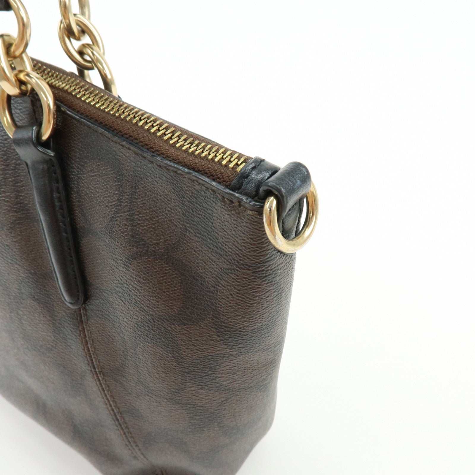 COACH Signature PVC Leather Tote Bag Hand Bag Brown