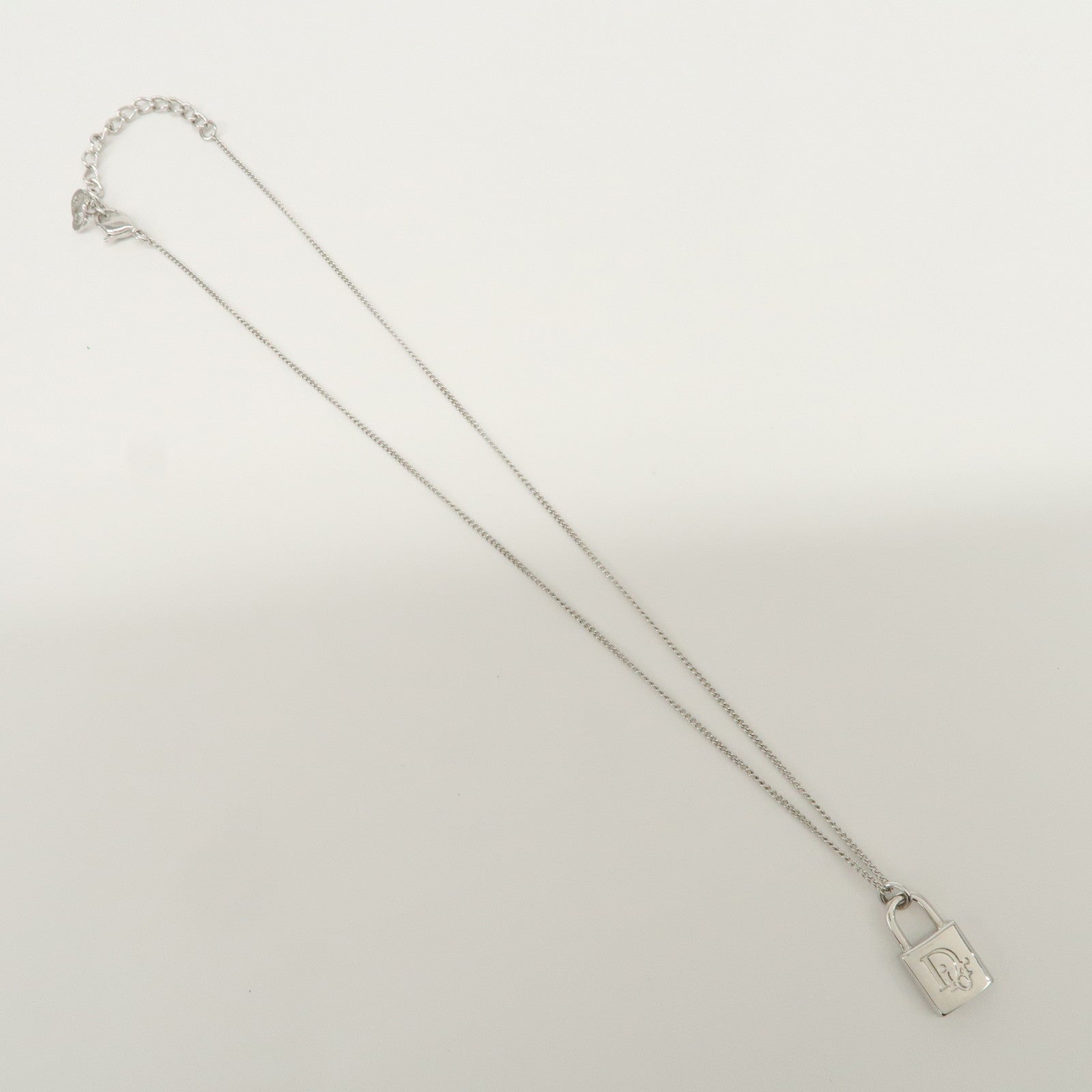 Christian Dior Logo Metal Necklace Choker Silver