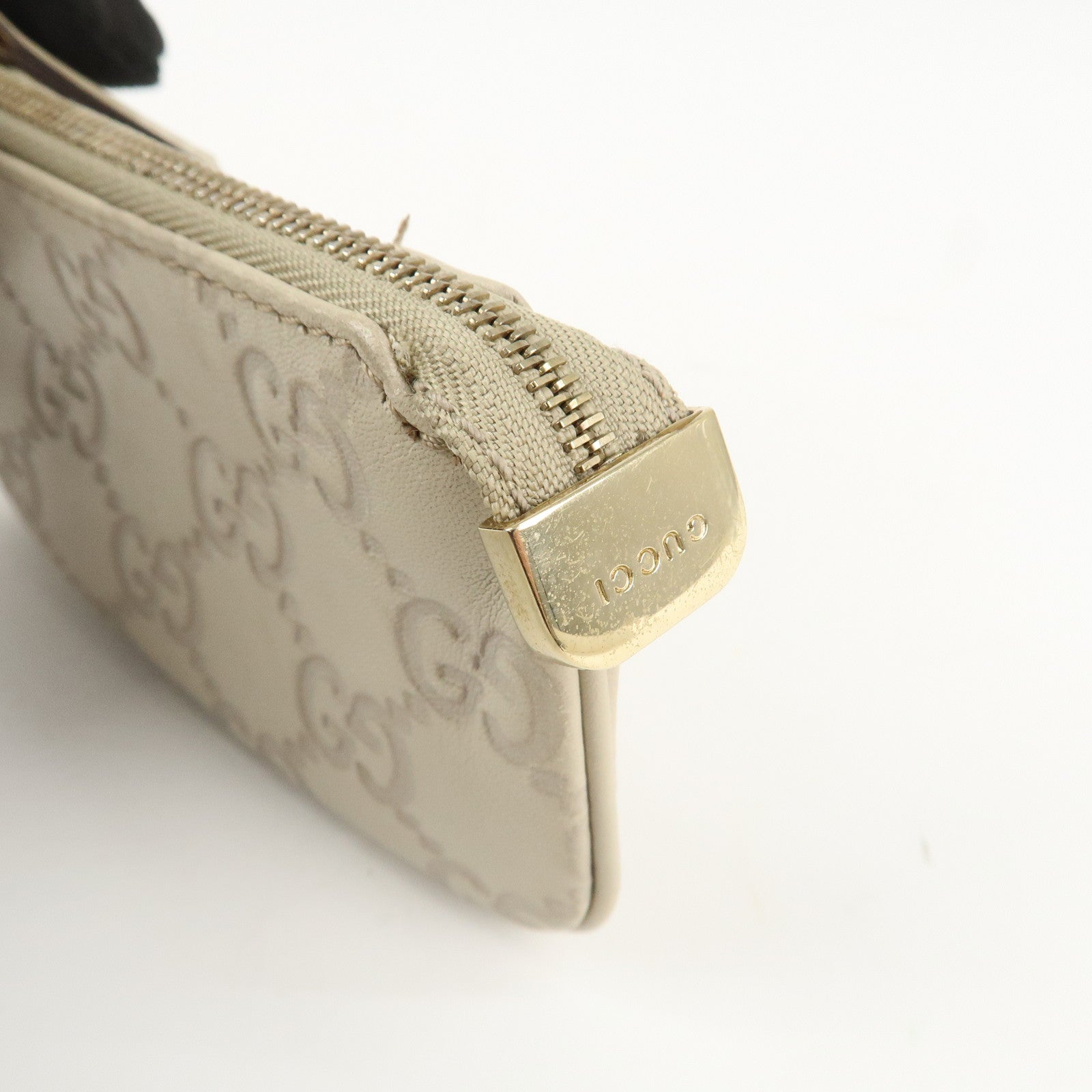 GUCCI Guccissima Leather Coin Case Key Case Ivory 233183 Used