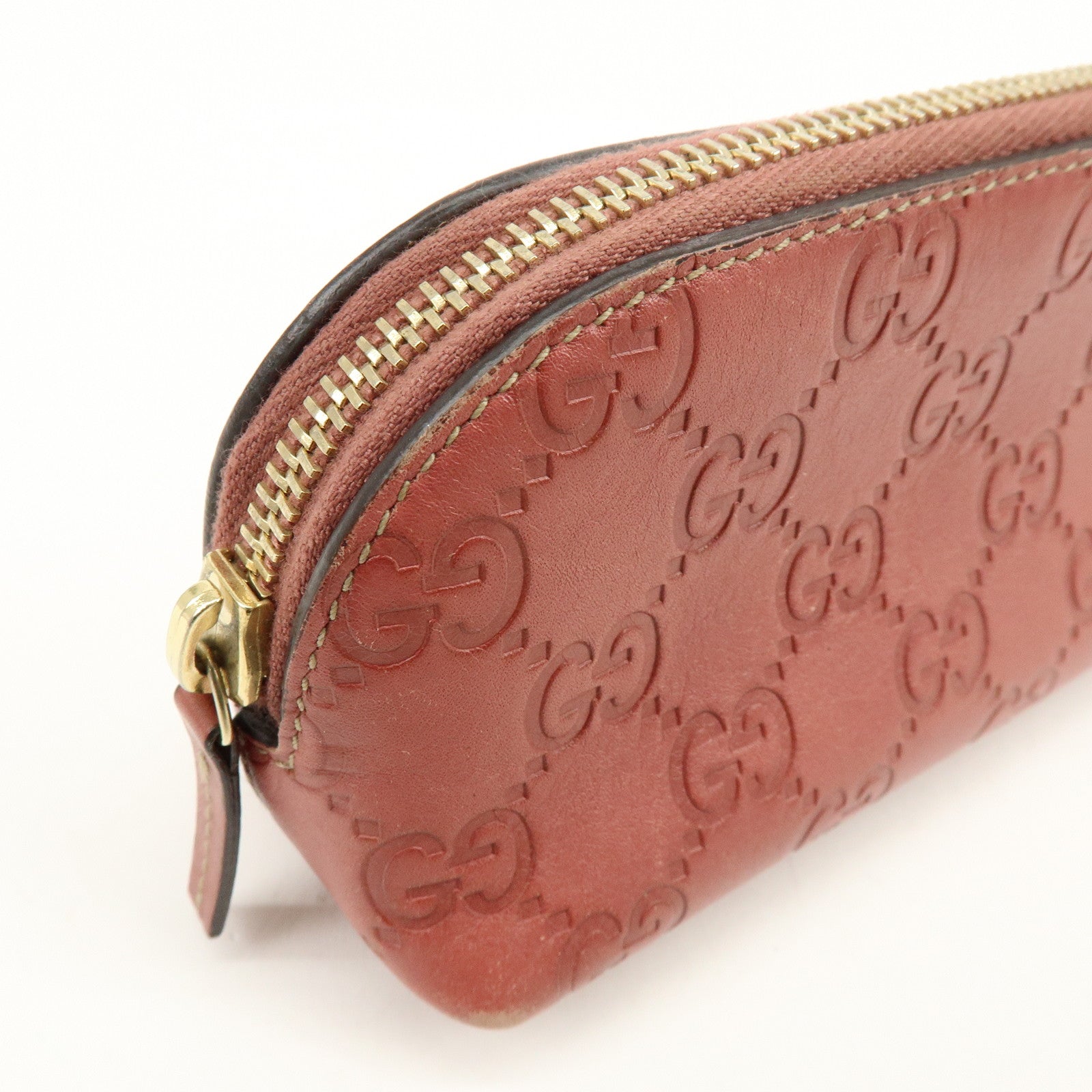 GUCCI Guccissima Leather Cosmetic Pouch Makeup Bag Rose Pink 141811