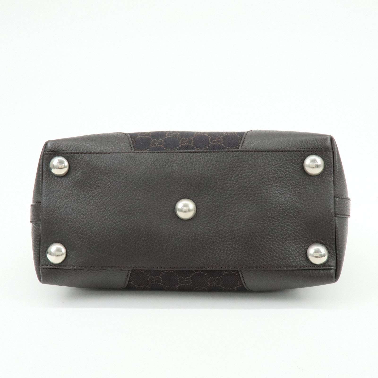 GUCCI GG Canvas Leather Tote Bag Shoulder Bag Black 289719