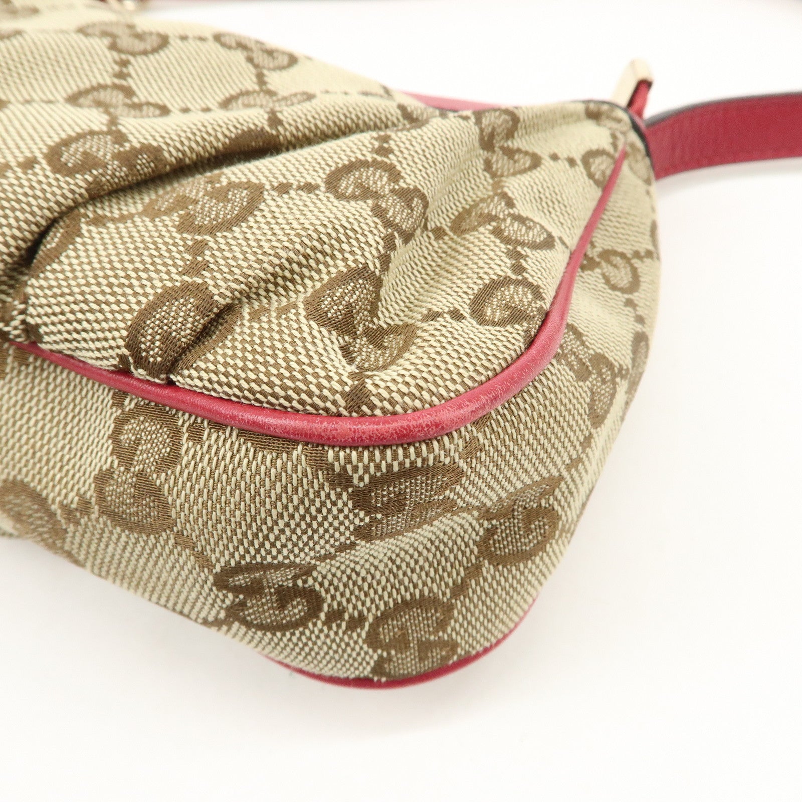 GUCCI Lovely Heart GG Canvas Leather Hand Bag Beige Red 245938 Used