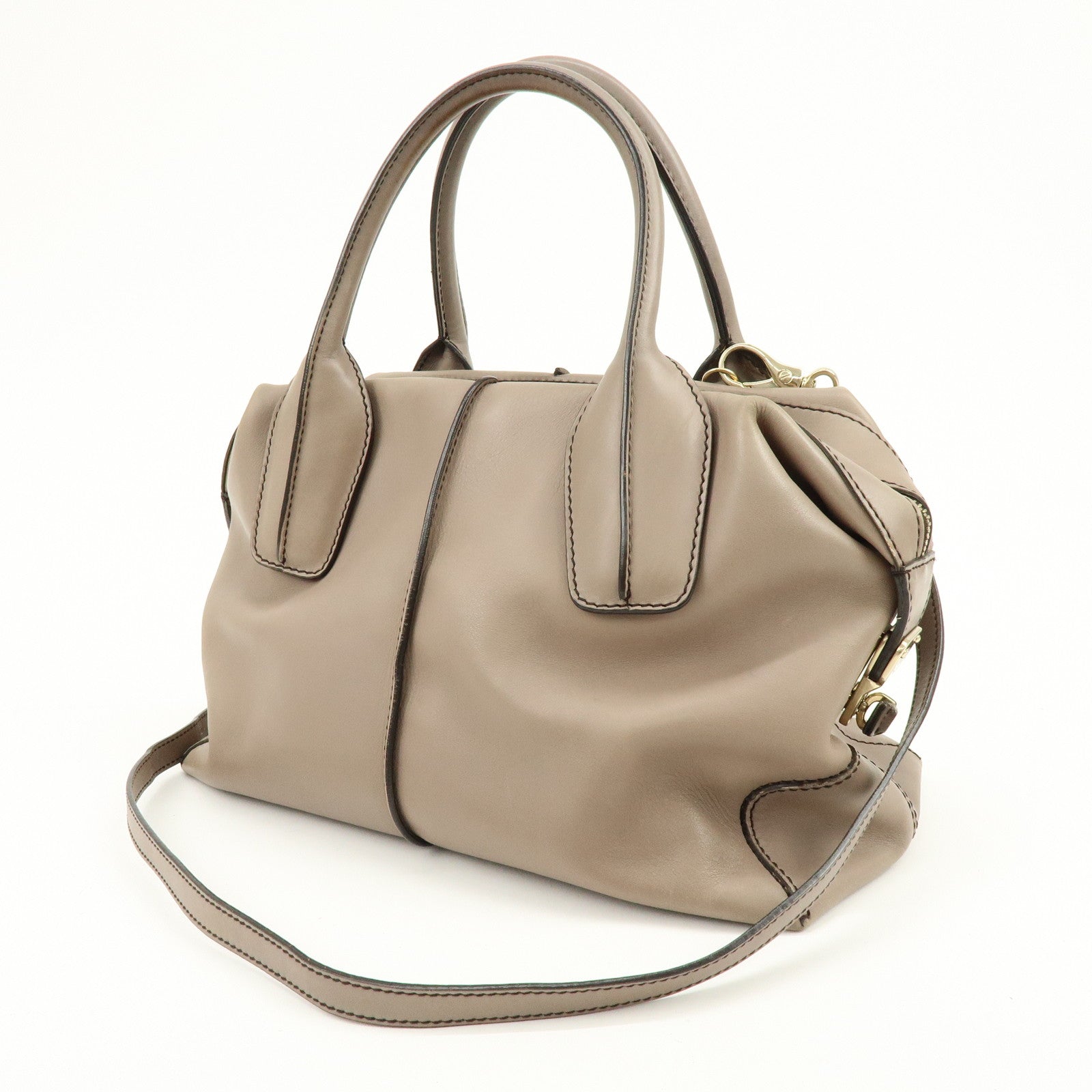 TOD'S D Styling Leather 2Way Bag Hand Bag Shoulder Bag Gray