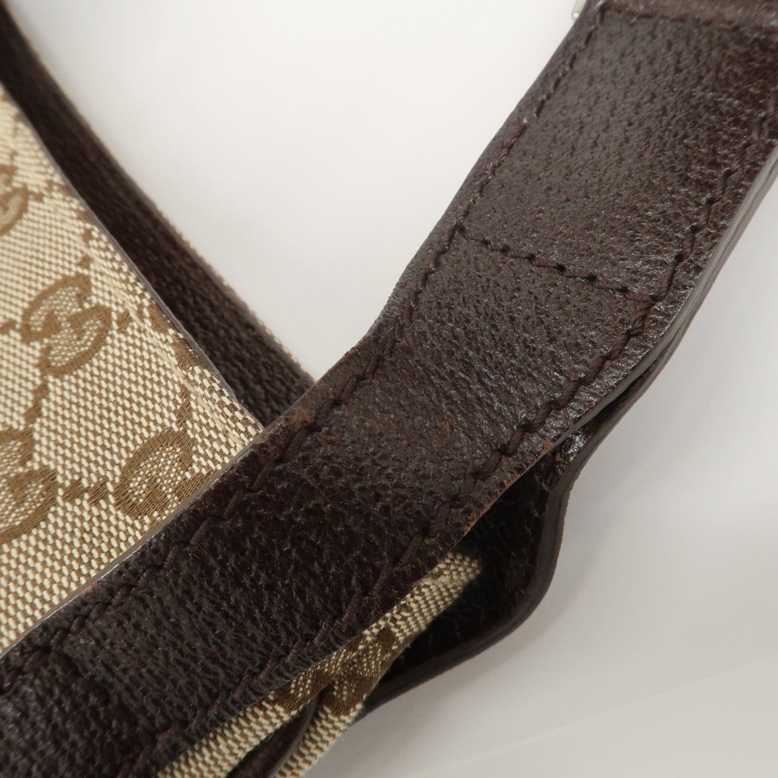 GUCCI GG Canvas Leather Shoulder Bag Crossbody Bag Beige 122793