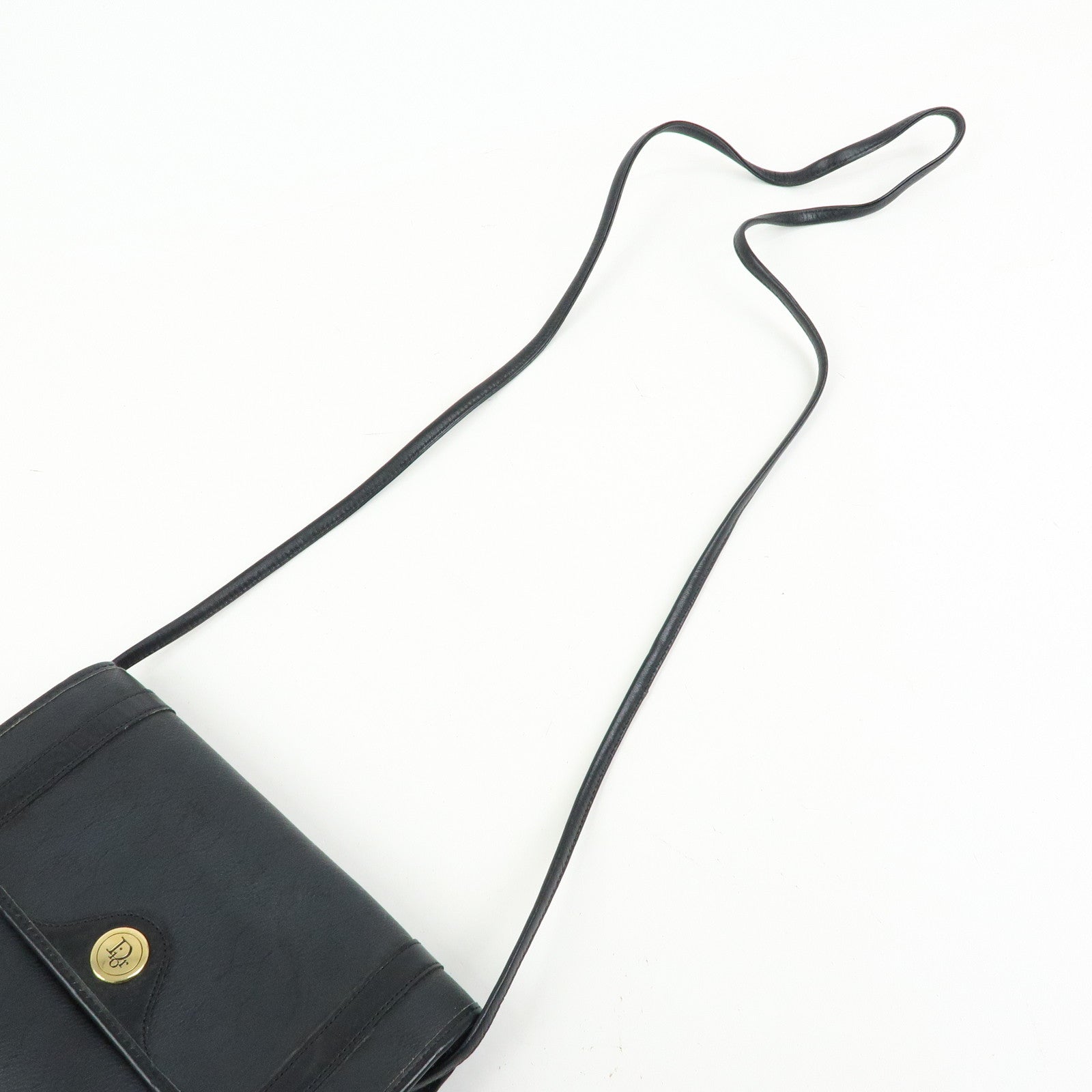 Christian Dior Honeycomb PVC Leather Shoulder Crossbody Bag Black