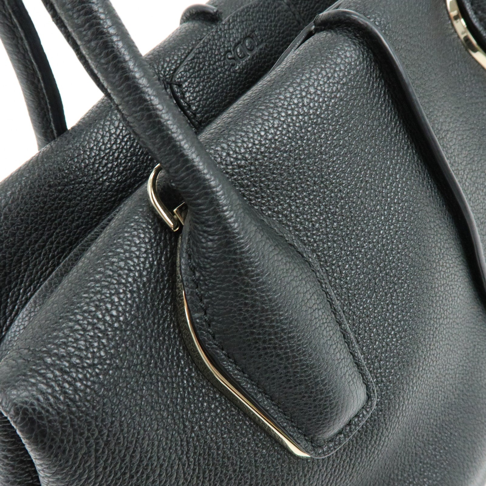 TOD'S Leather 2Way Bag Boston Bag Shoulder Bag Black