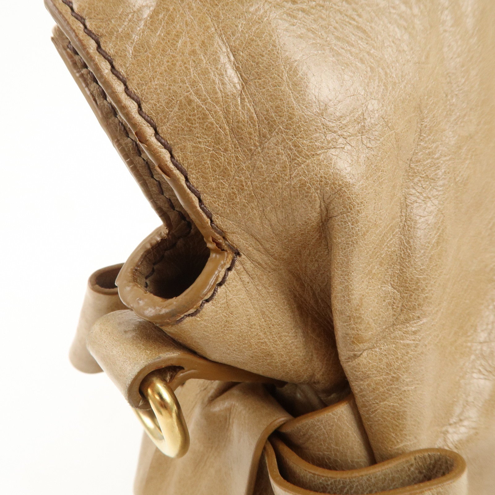 MIU MIU Leather Ribbon 2Way Bag Hand Bag Shoulder Bag Beige RT0365