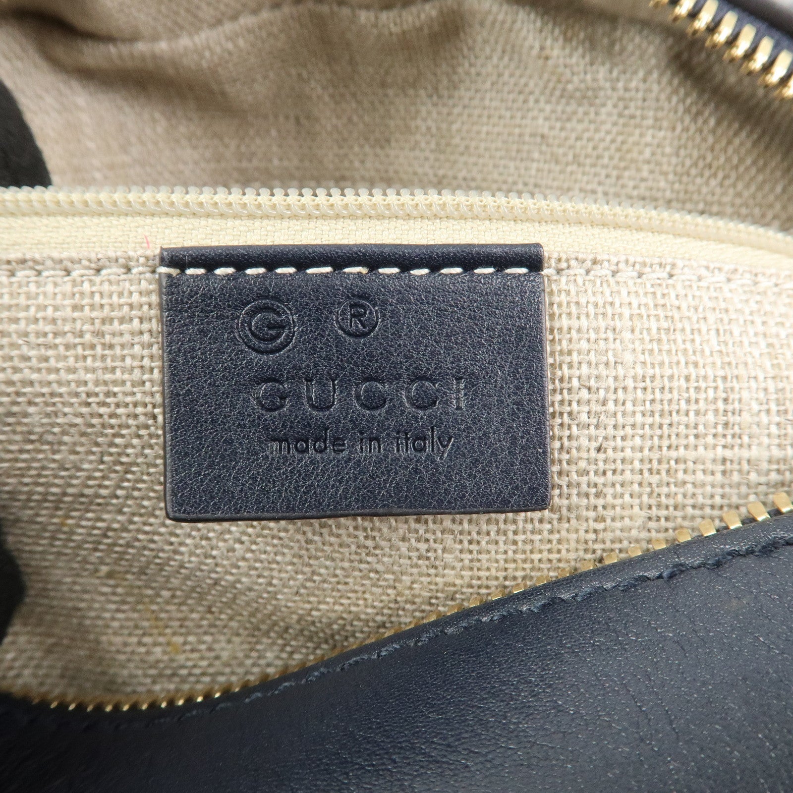 GUCCI Micro Guccissima Leather 2 Way Bag Hand Bag Dark Navy 510289