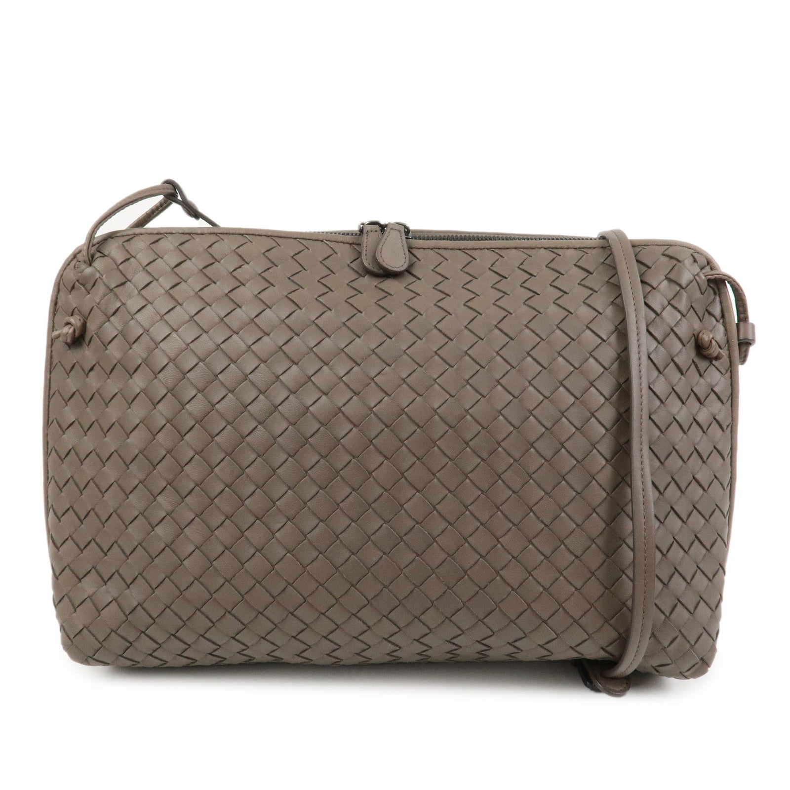 BOTTEGA VENETA Intrecciato Leather Shoulder Crossbody Bag Greige