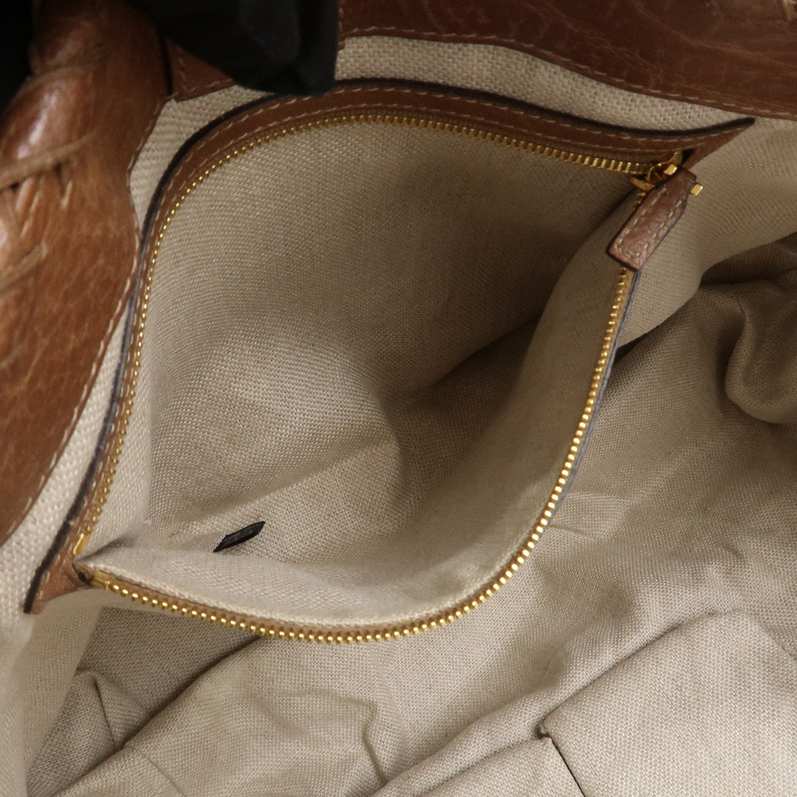 GUCCI Bamboo Fringe Leather Tote Bag Shoulder Bag Brown 218780