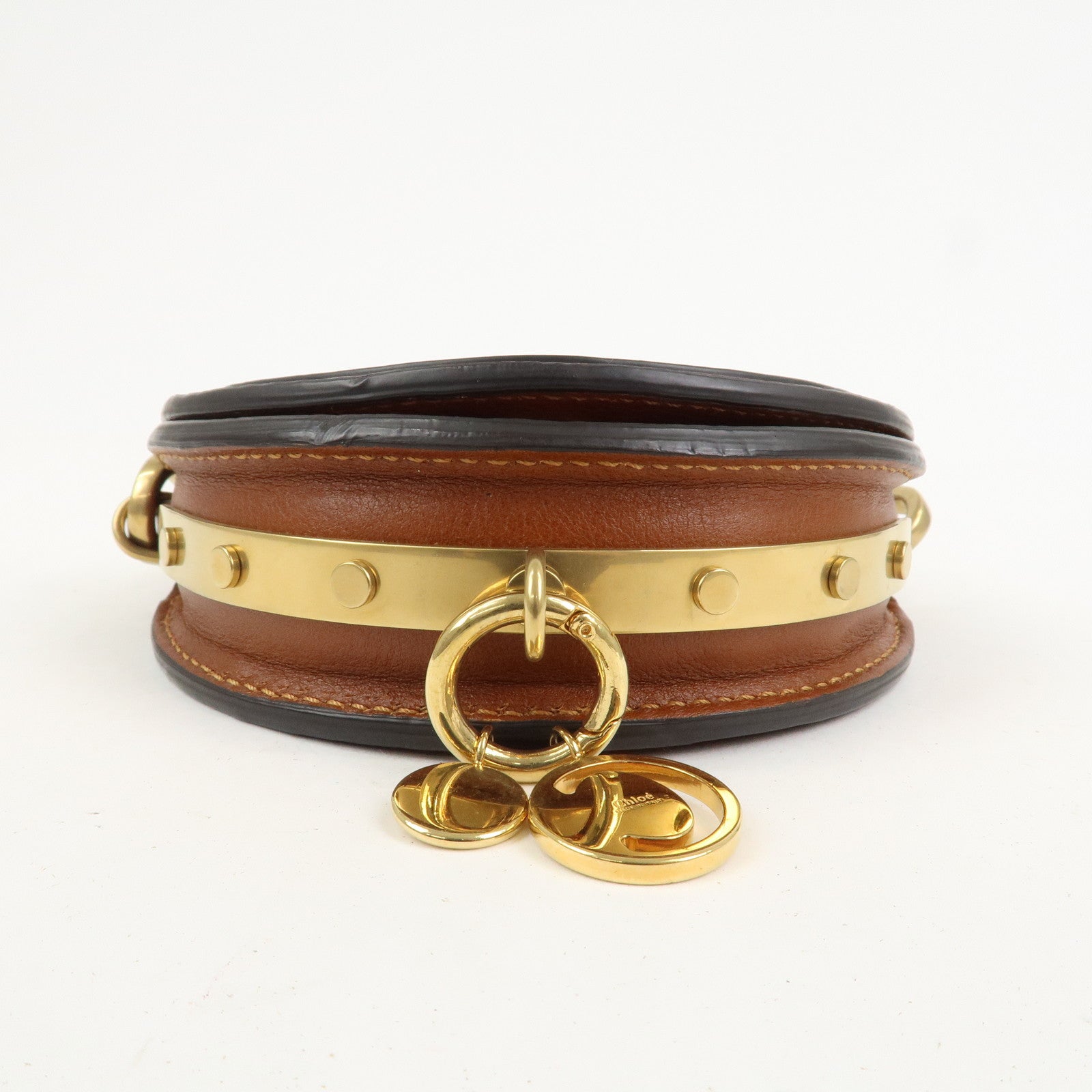 Chloe Alphabet Nile Minaudier Calf Leather 2Way Bag Shoulder Bag