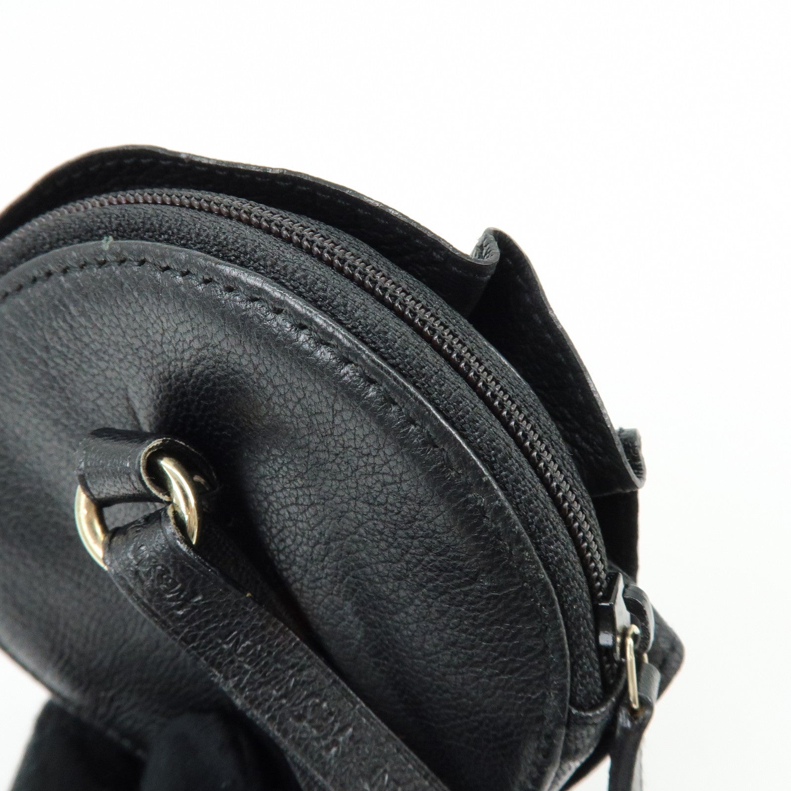 SAINT RAURENT PARIS Nadja Leather Shoulder Pouch Flower Motif Black