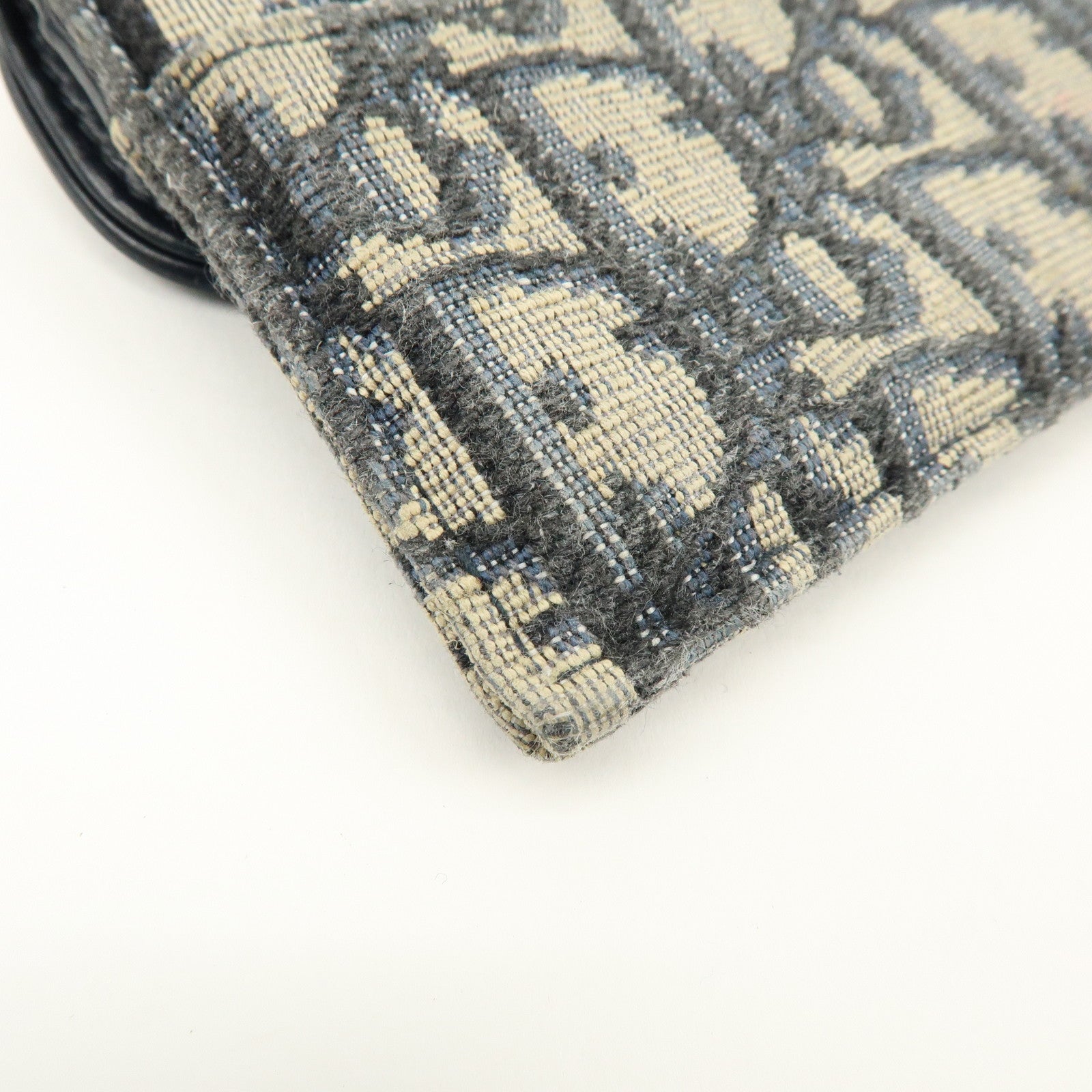 Christian Dior Trotter Saddle Jaquard Canvas Card Case Navy