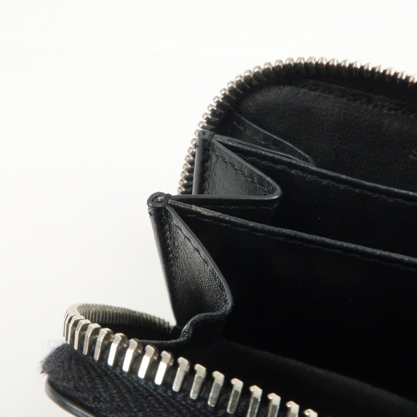 SAINT LAURENT PARIS Leather Coin Case Coin Wallet Black 506522