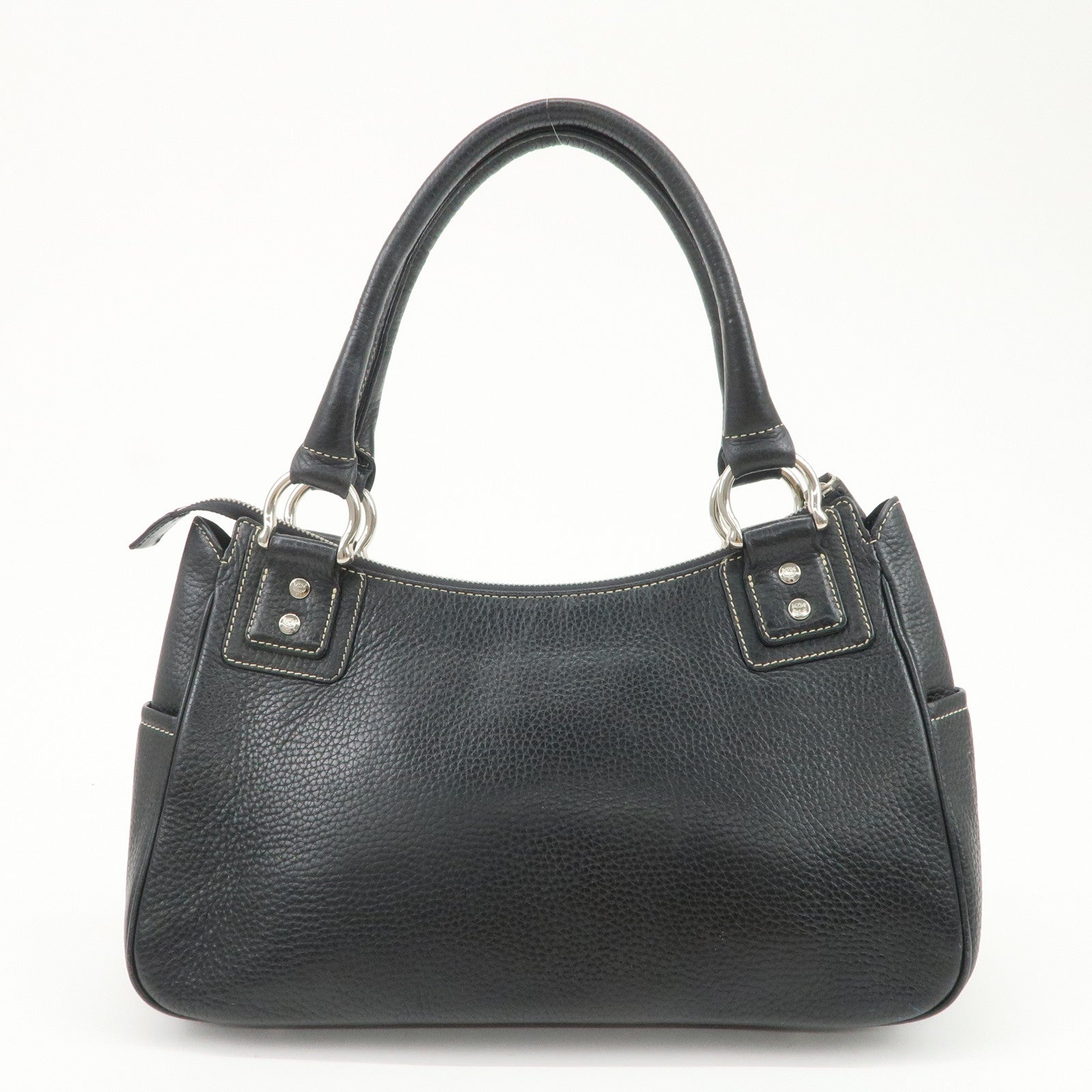 MCM Visetos Logo Leather Shoulder Bag Hand Bag Black