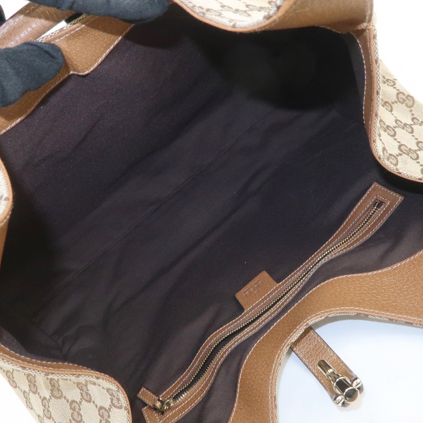 GUCCI New Jackie GG Monogram Canvas Leather Shoulder Bag 124404