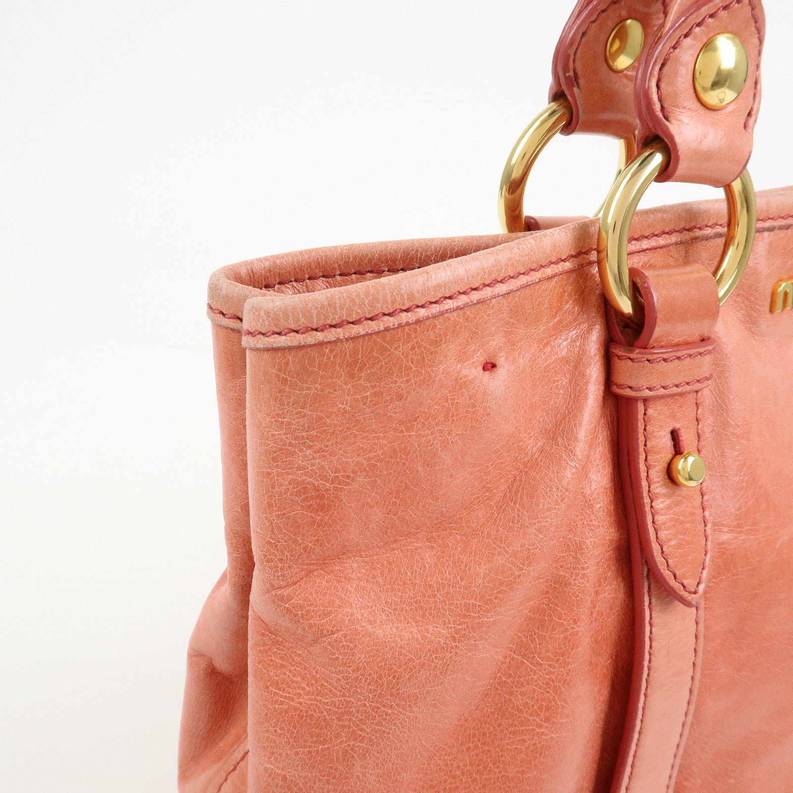 MIU MIU Leather 2Way Bag Hand Bag Shoulder Bag Crossbody Bag Pink