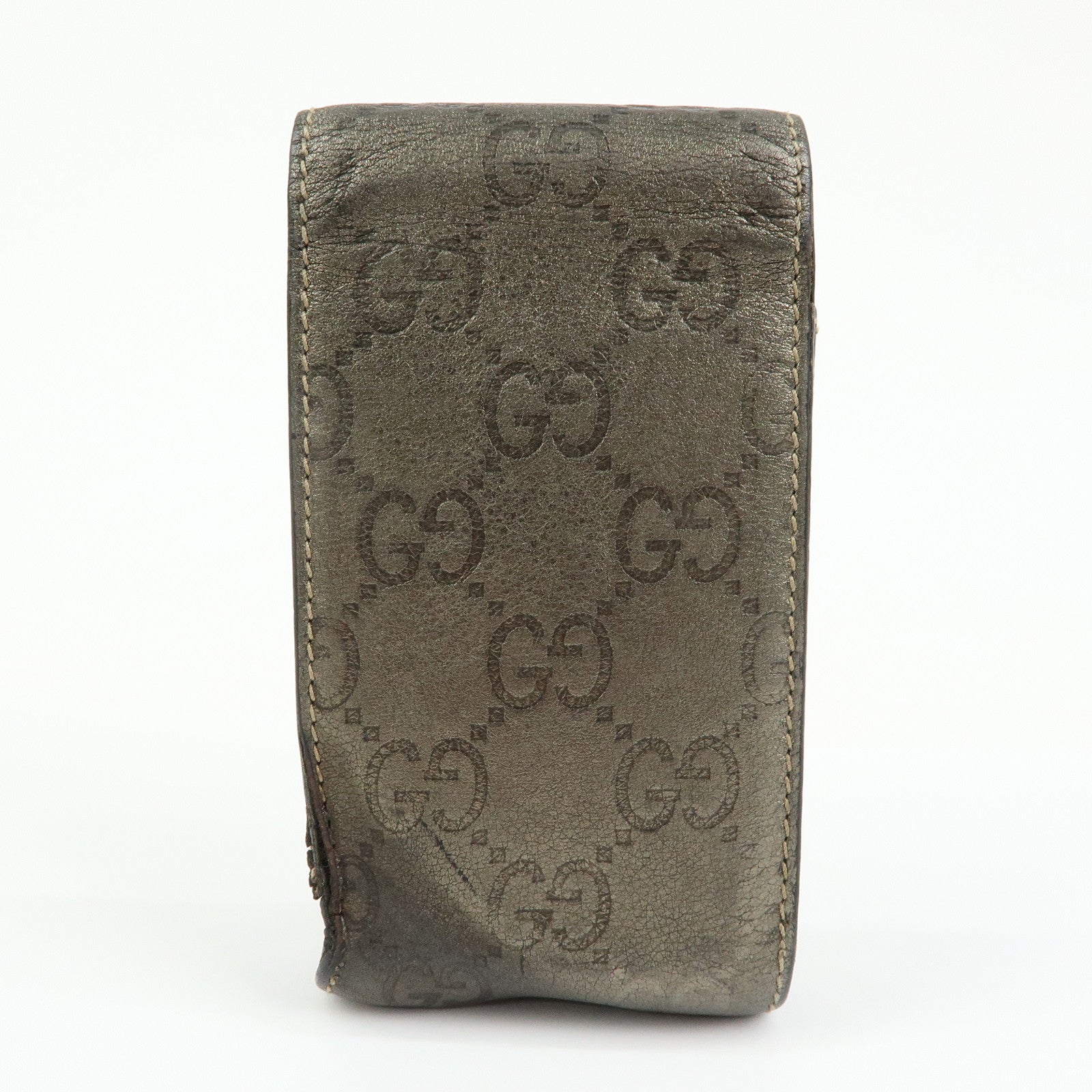 GUCCI Guccissima Leather Cigarette Case Gunmetal 181716
