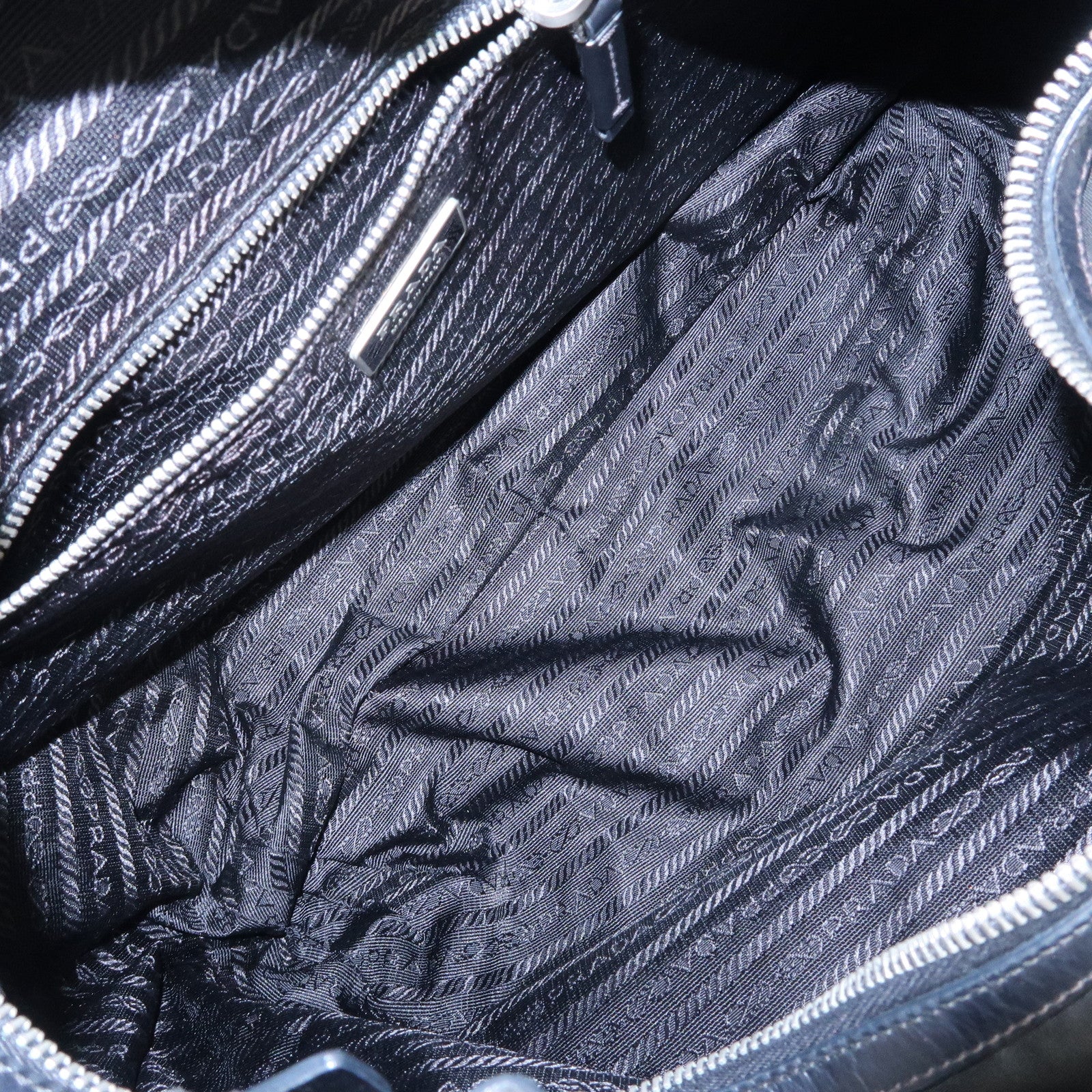 PRADA Logo Nylon Leather Shoulder Bag Hand Bag Black BR3287