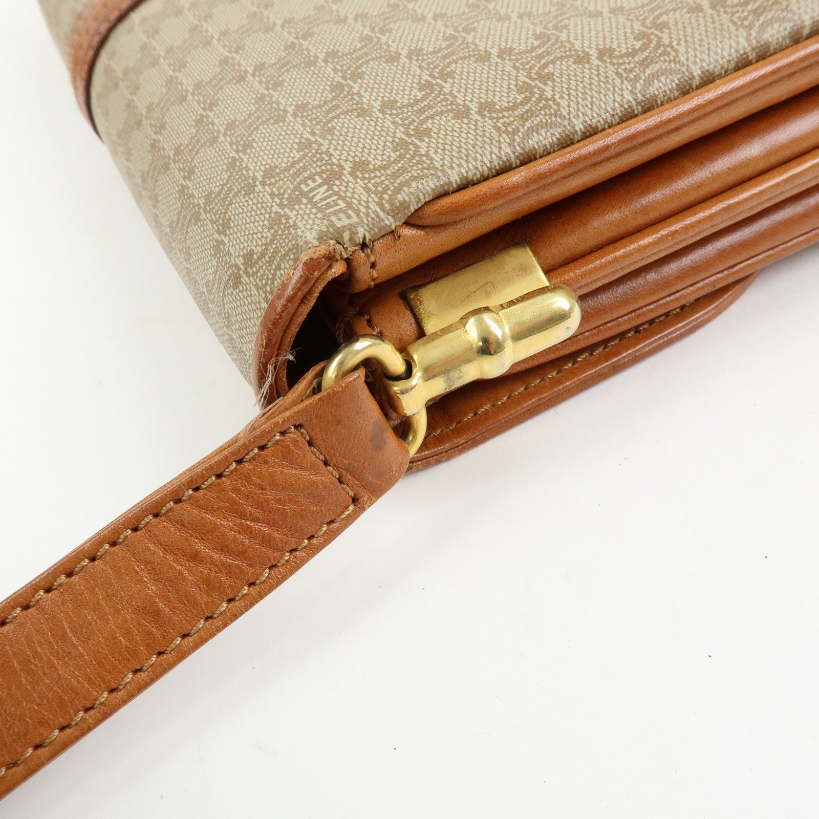 CELINE Macadam PVC Leather Shoulder Bag Crossbody Bag Beige