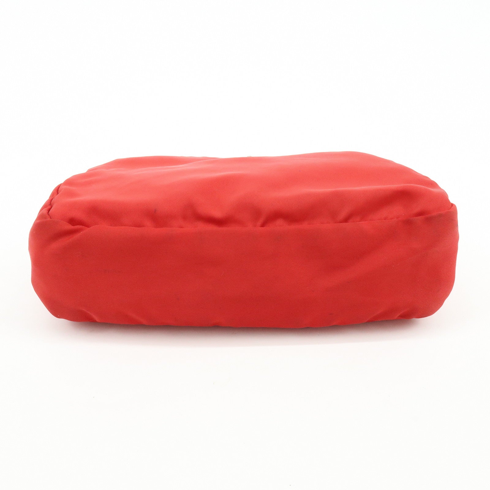 PRADA Triangle Logo Set of 2 Nylon Pouch Cosmetic Pouch Red Khaki