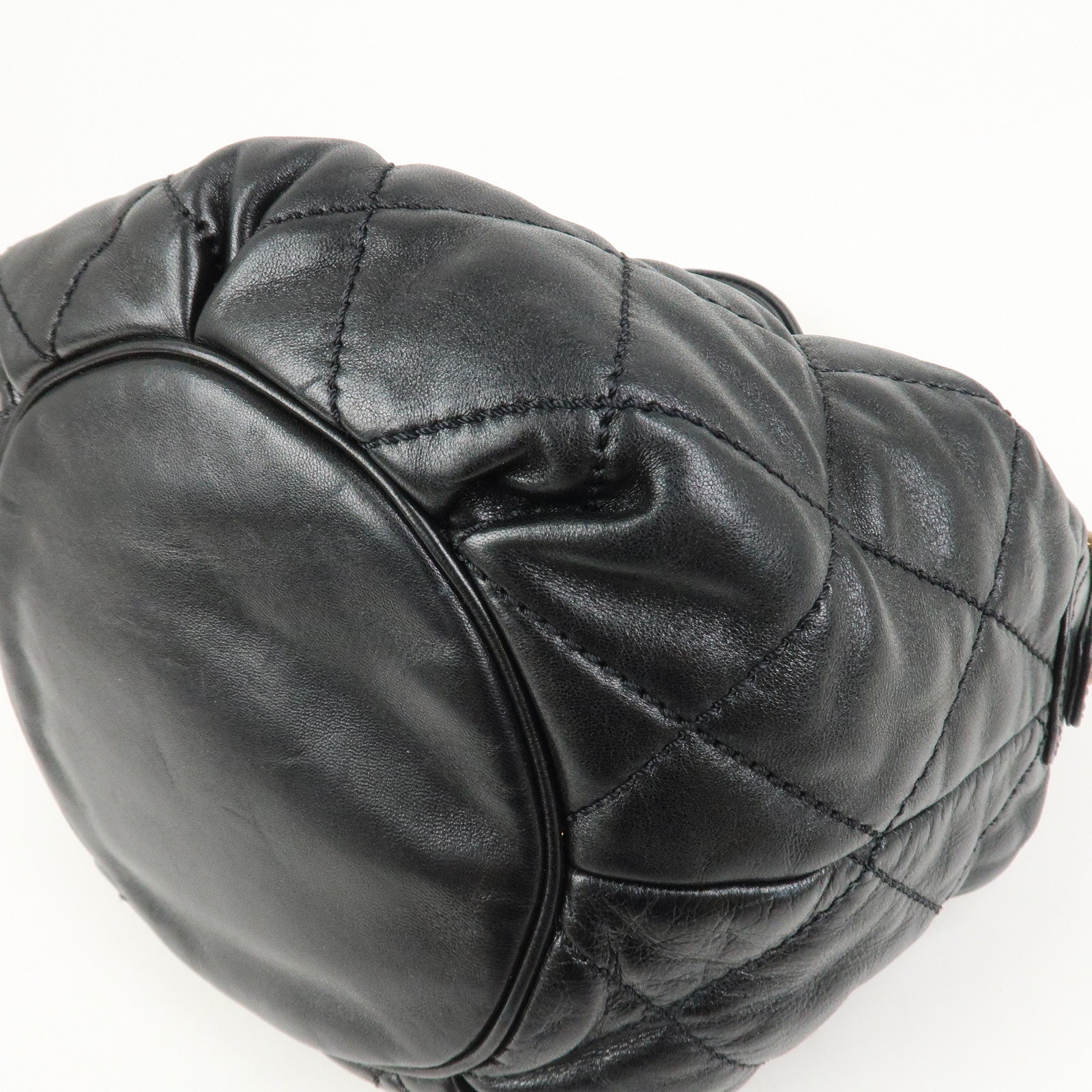 CHANEL Matelasse COCO Mark Lamb Skin Shoulder Bag Hand Bag Black