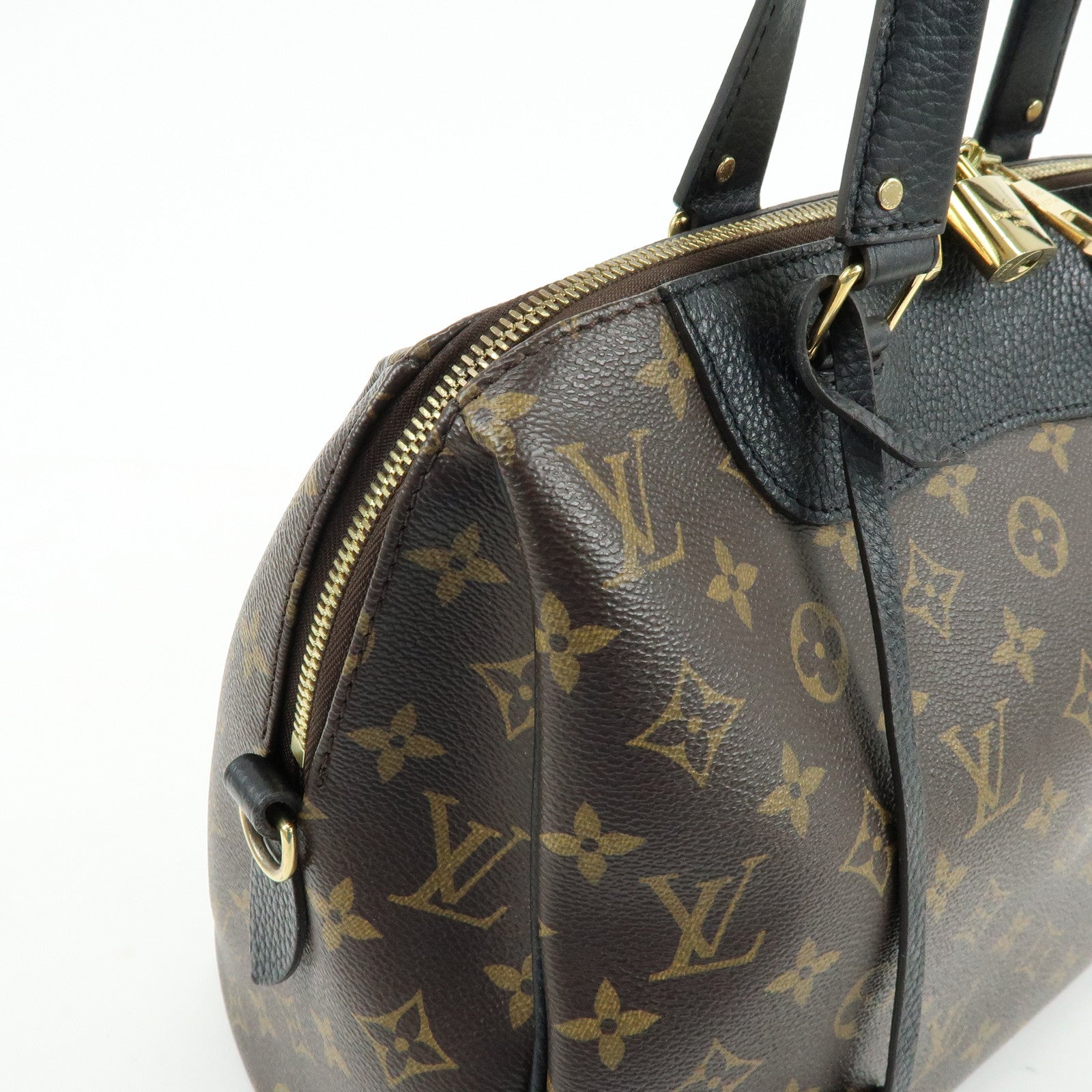 Louis Vuitton Monogram Canvas Leather Retiro Hand Bag Brown M50058