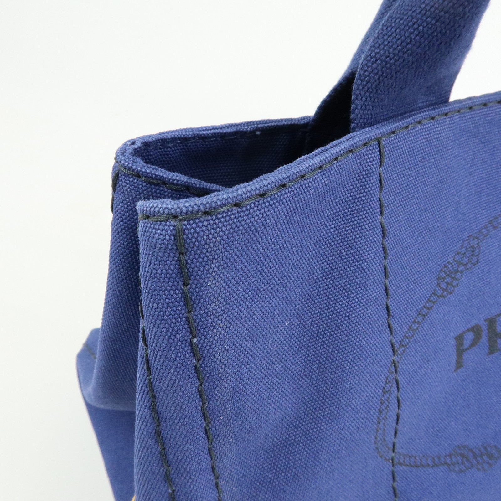 PRADA Triangle Logo Canapa Canvas 2Way Tote Hand Bag Blue BN2642