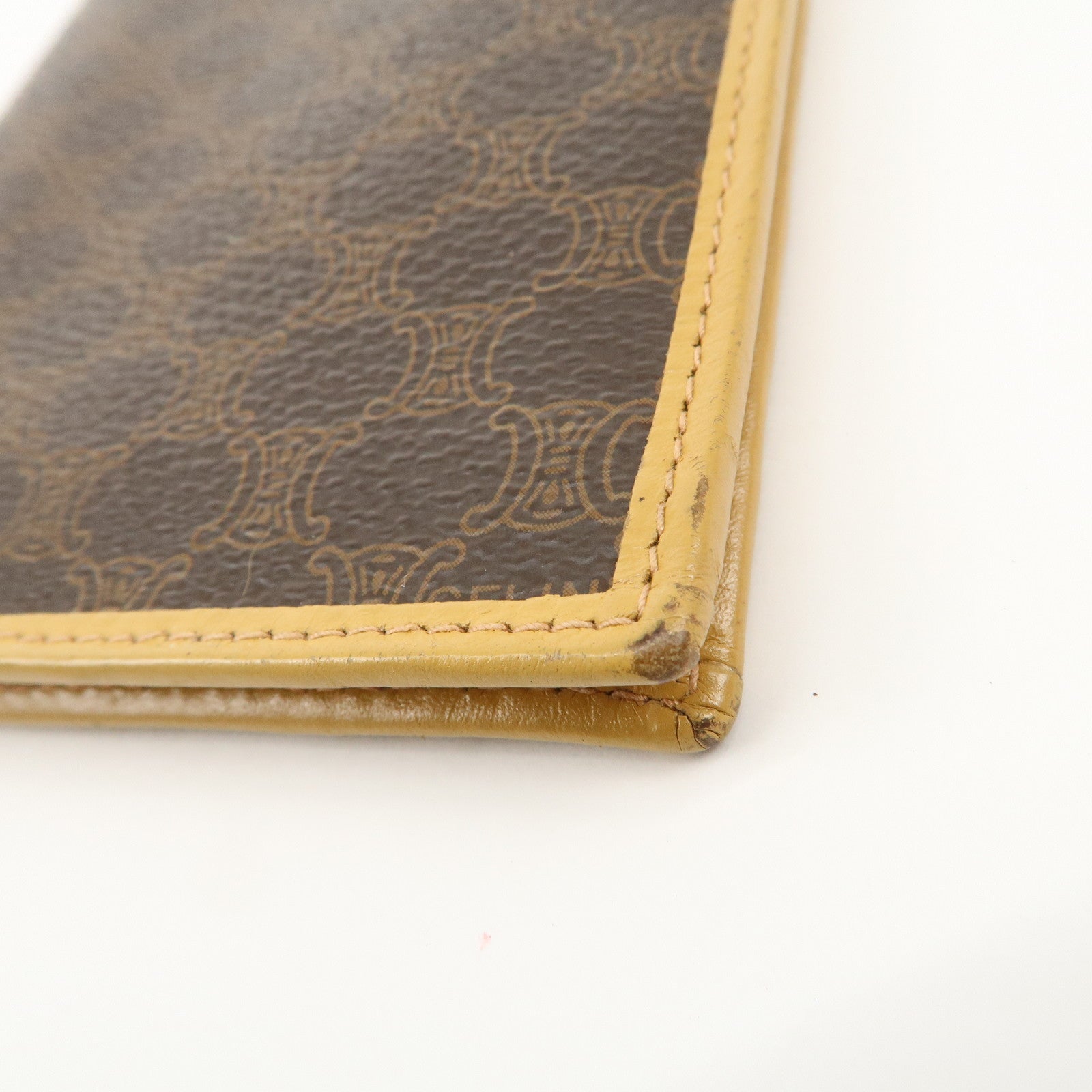 CELINE Macadam Set of 2 Long Wallet Leather Beige Dark Brown Used