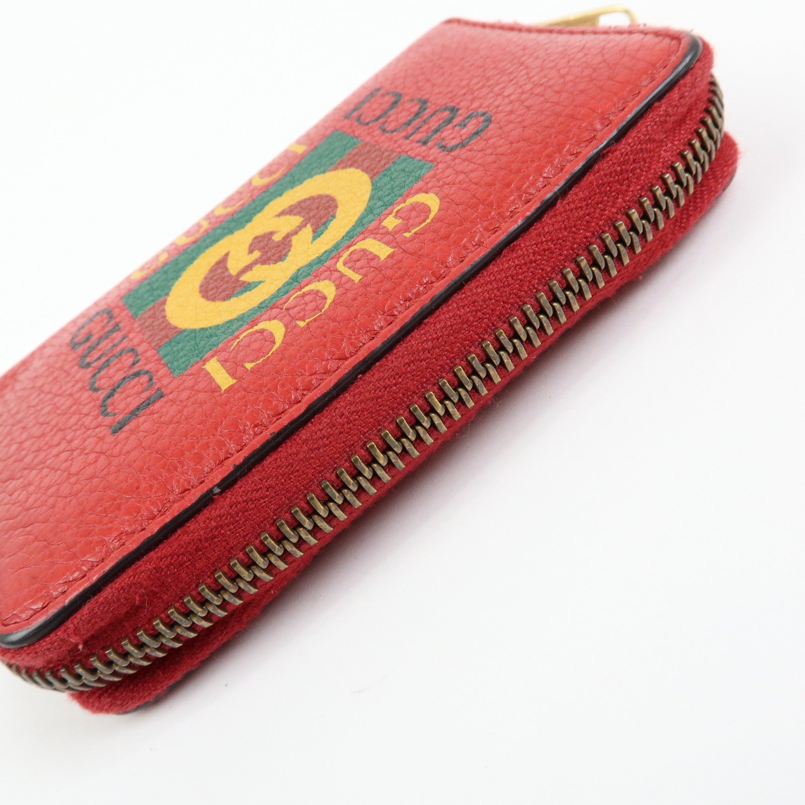 GUCCI Sherry Leather Web Line Card Case Coin Case Red 496319