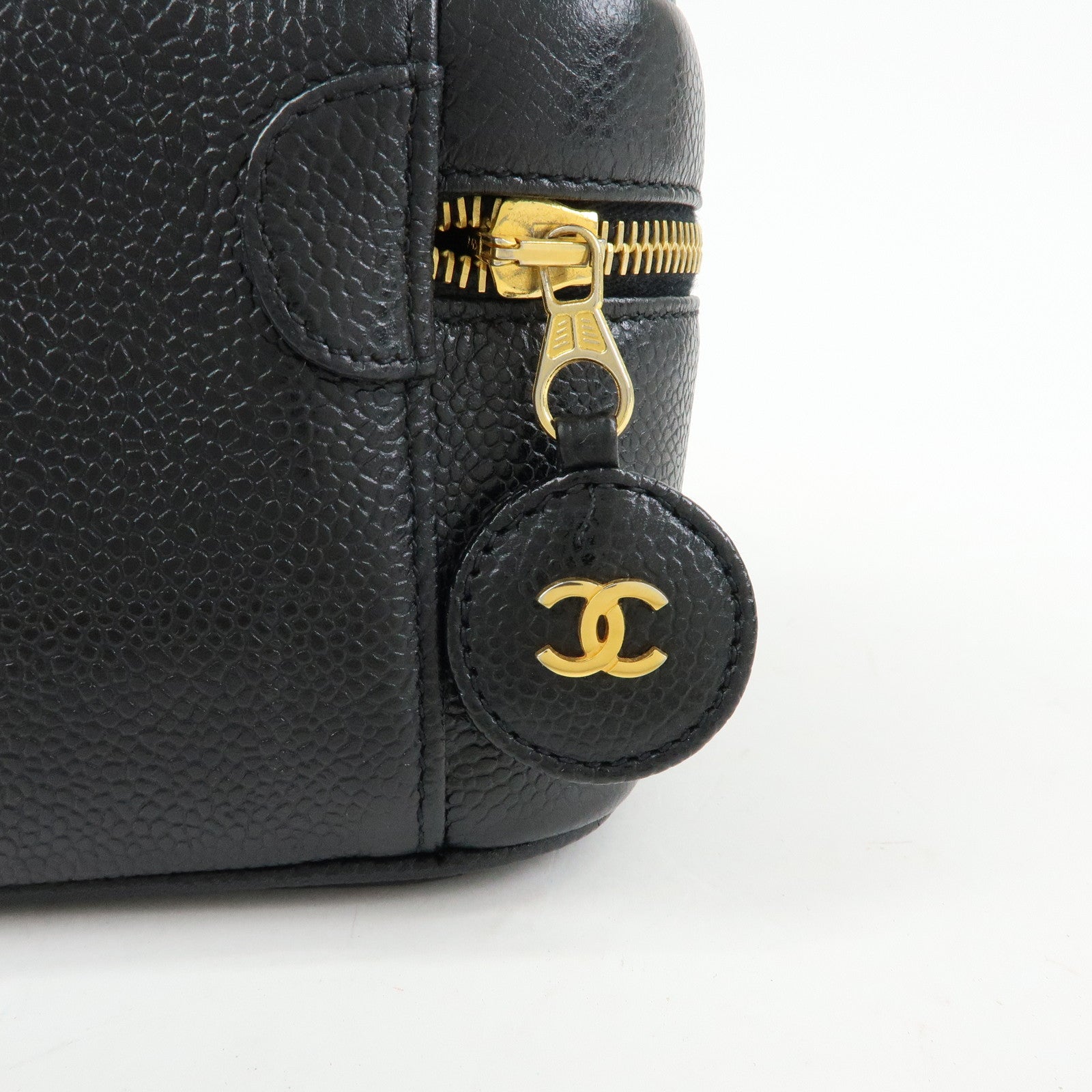 CHANEL COCO Mark Caviarskin Hand Bag Vanity Case Black A01997