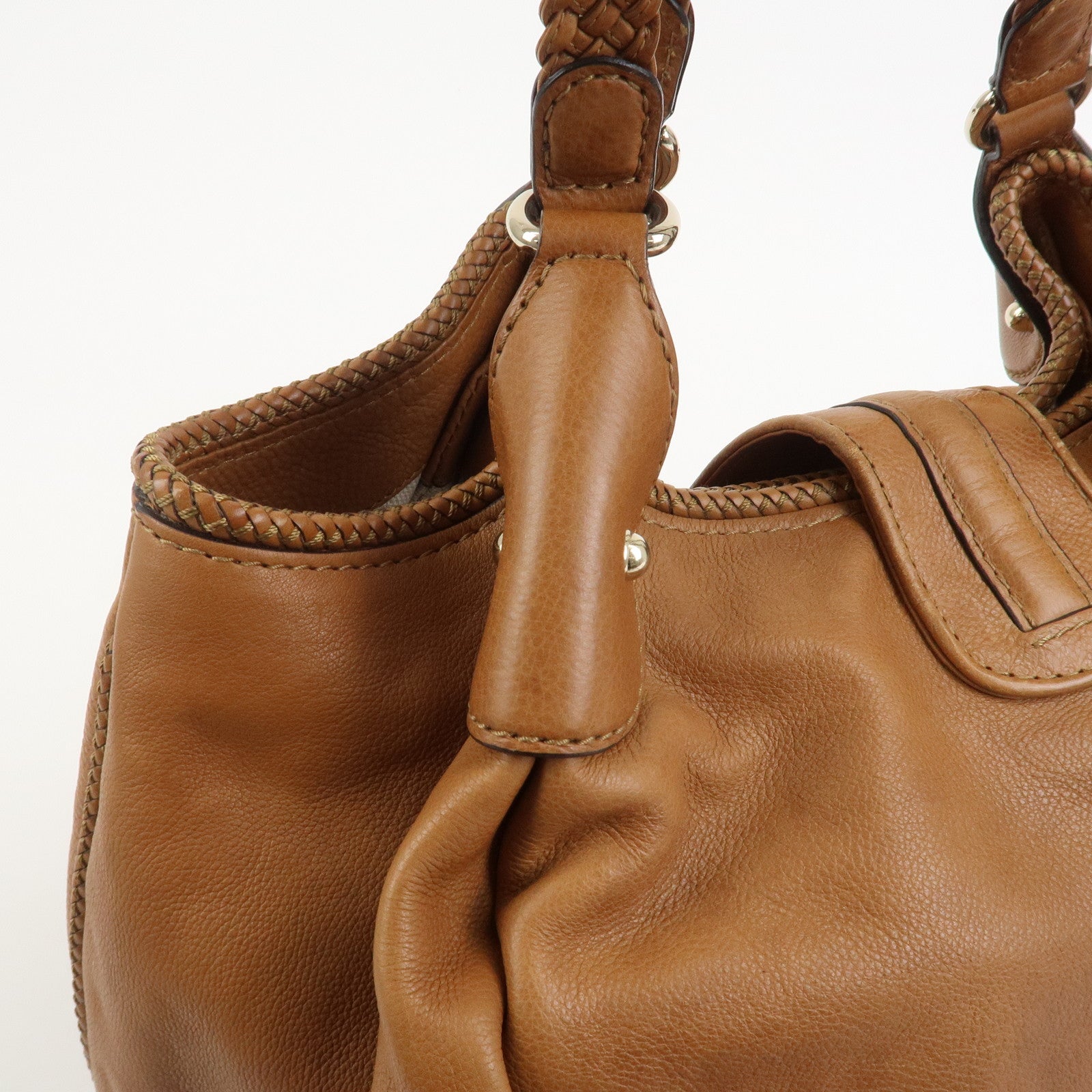 GUCCI Marrakech Leather Shoulder Bag Tote Bag Brown 257029